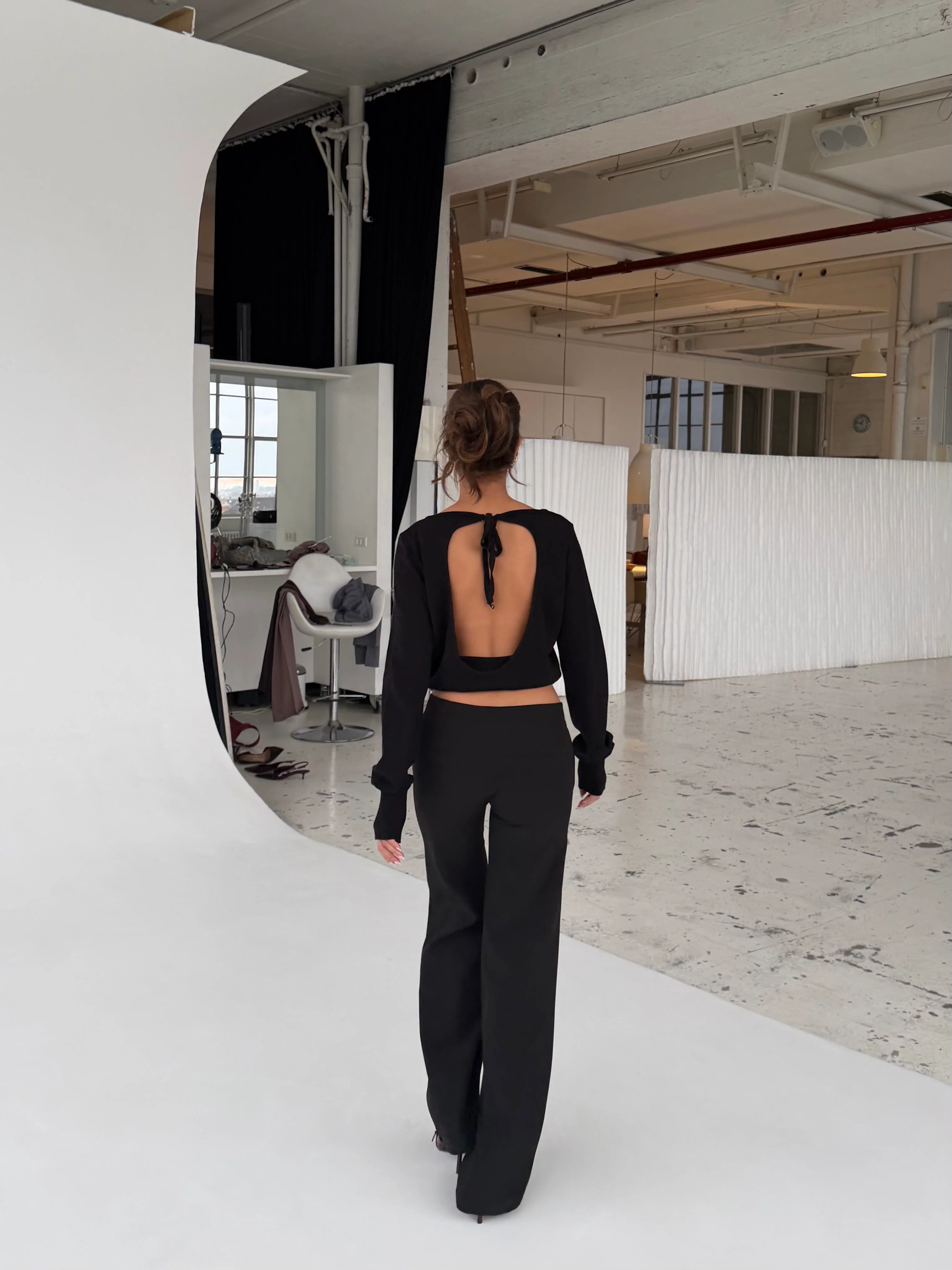 Open back knit top - Black