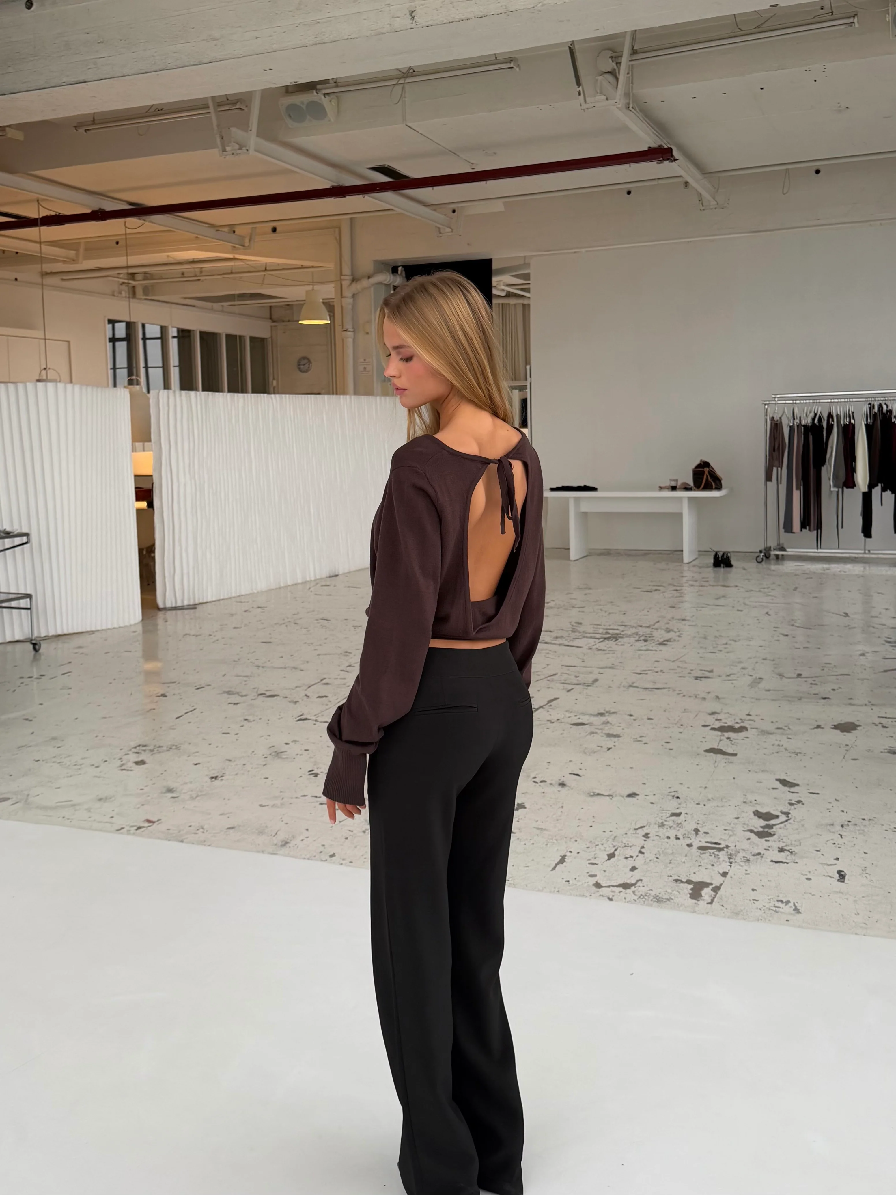 Open back knit top - Dark brown - Image 3