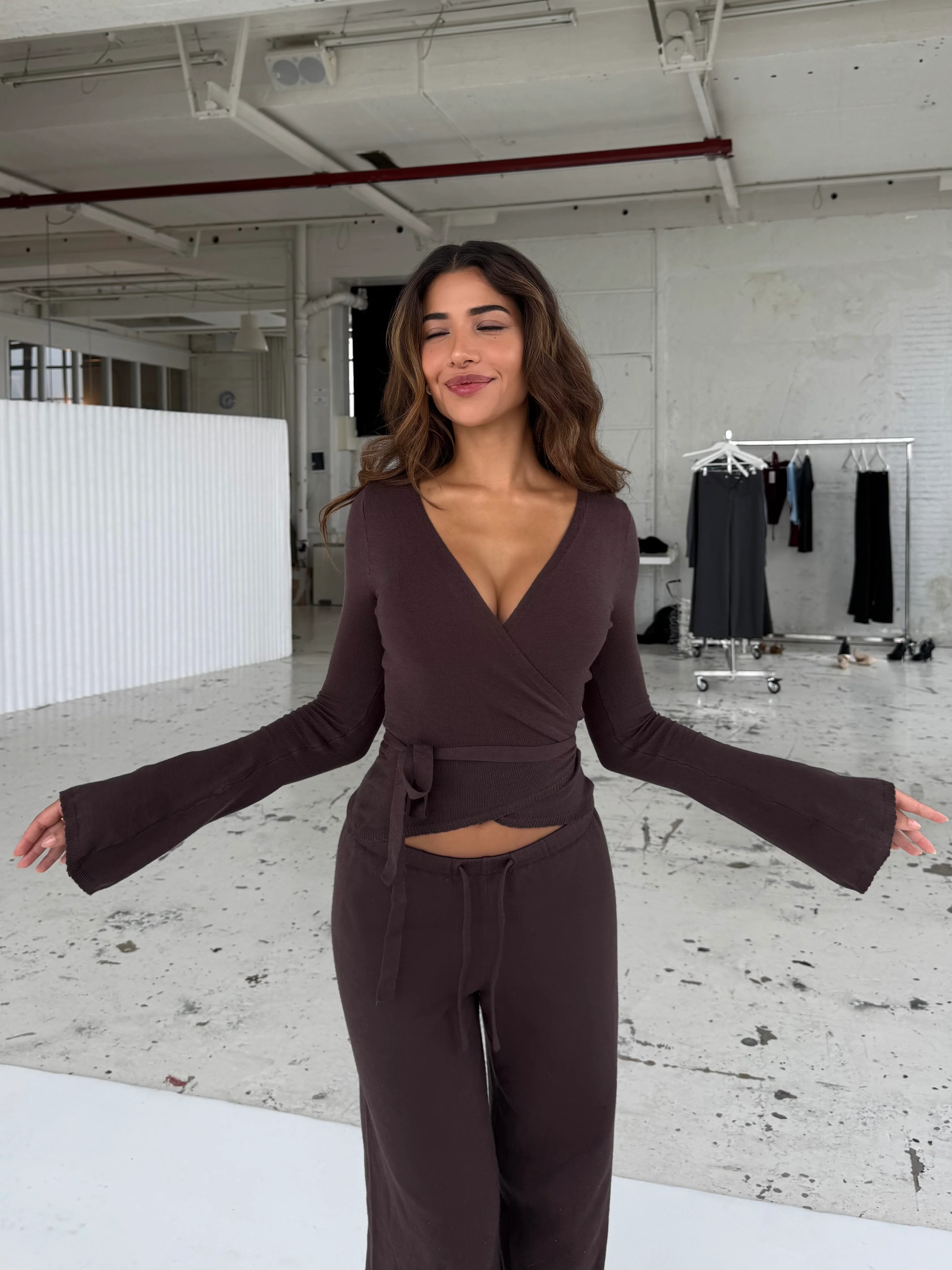 Ballerina knit top - dark brown - Image 3