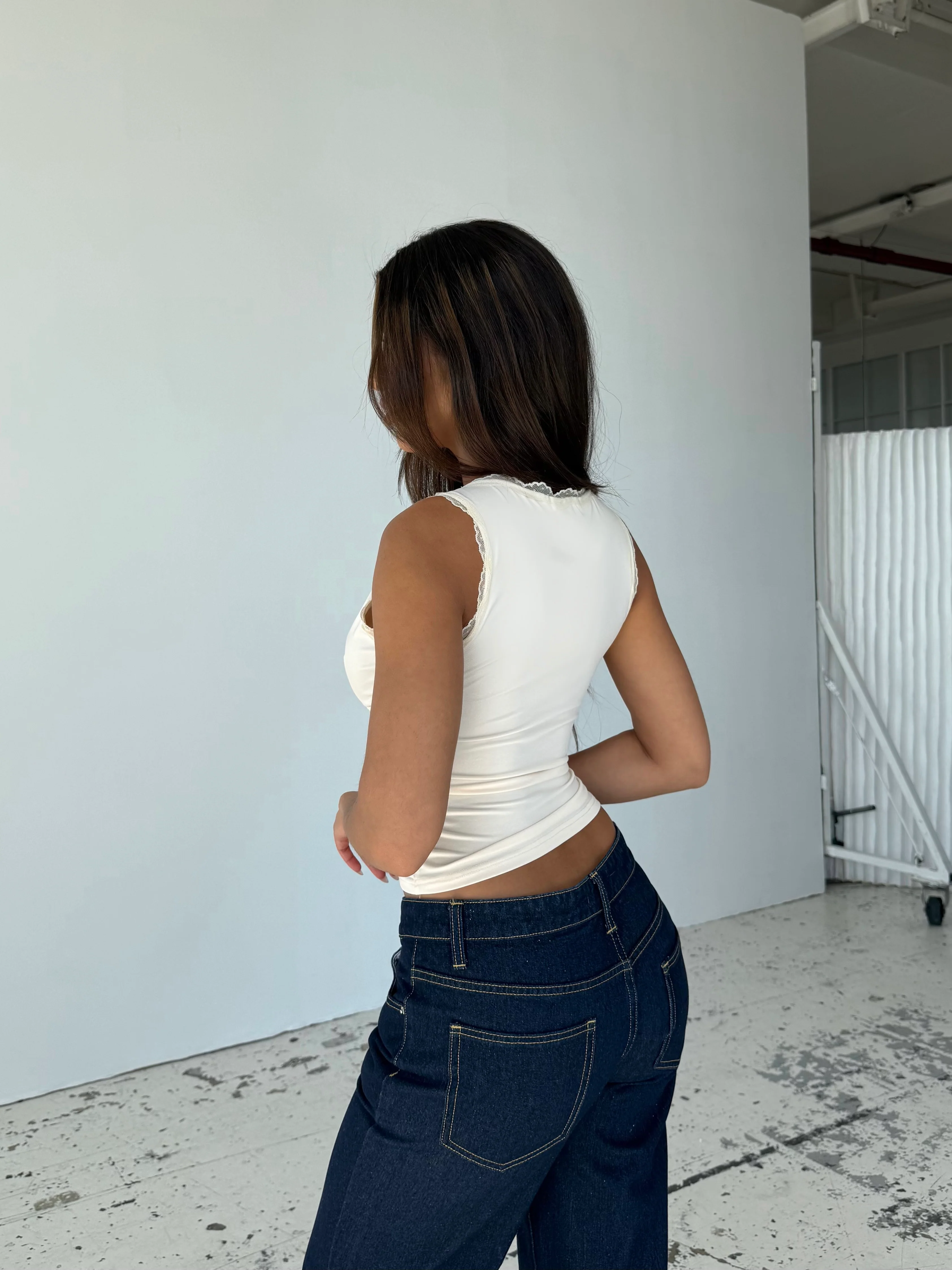 Basic lace top - cream - Image 2