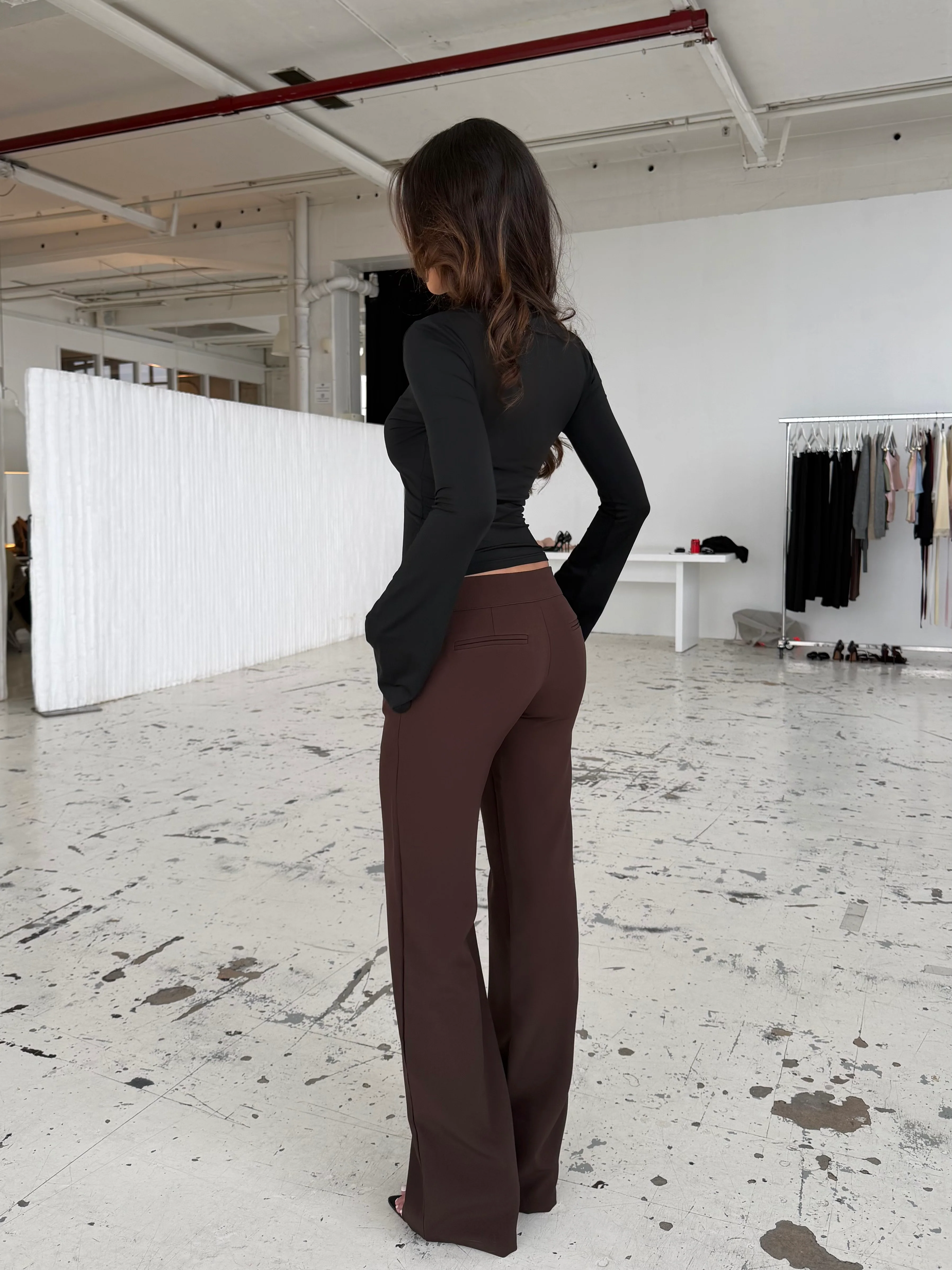 Buckle low waist trousers - Dark brown - Image 3