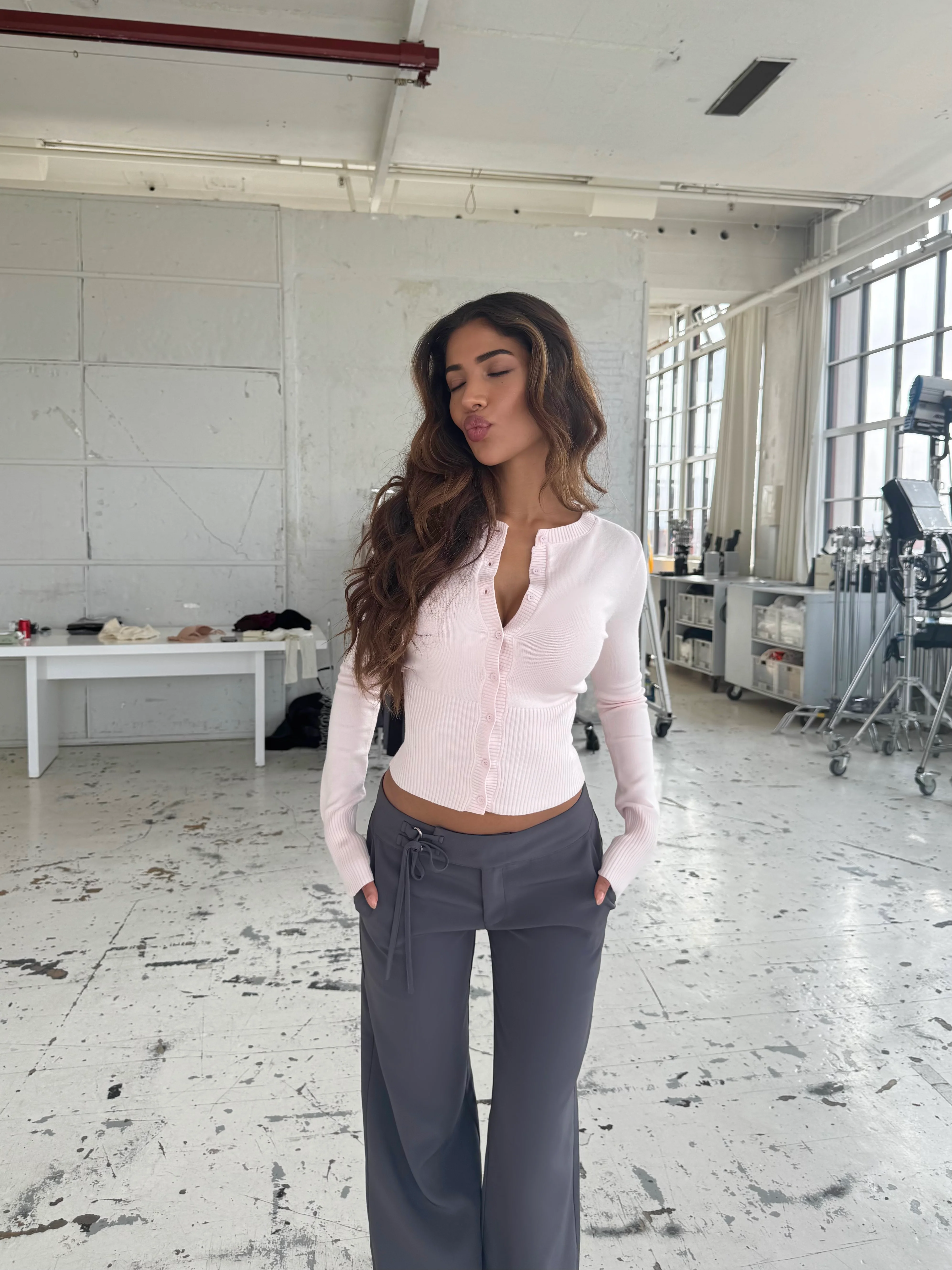 Buckle low waist trousers - dark grey - Image 3