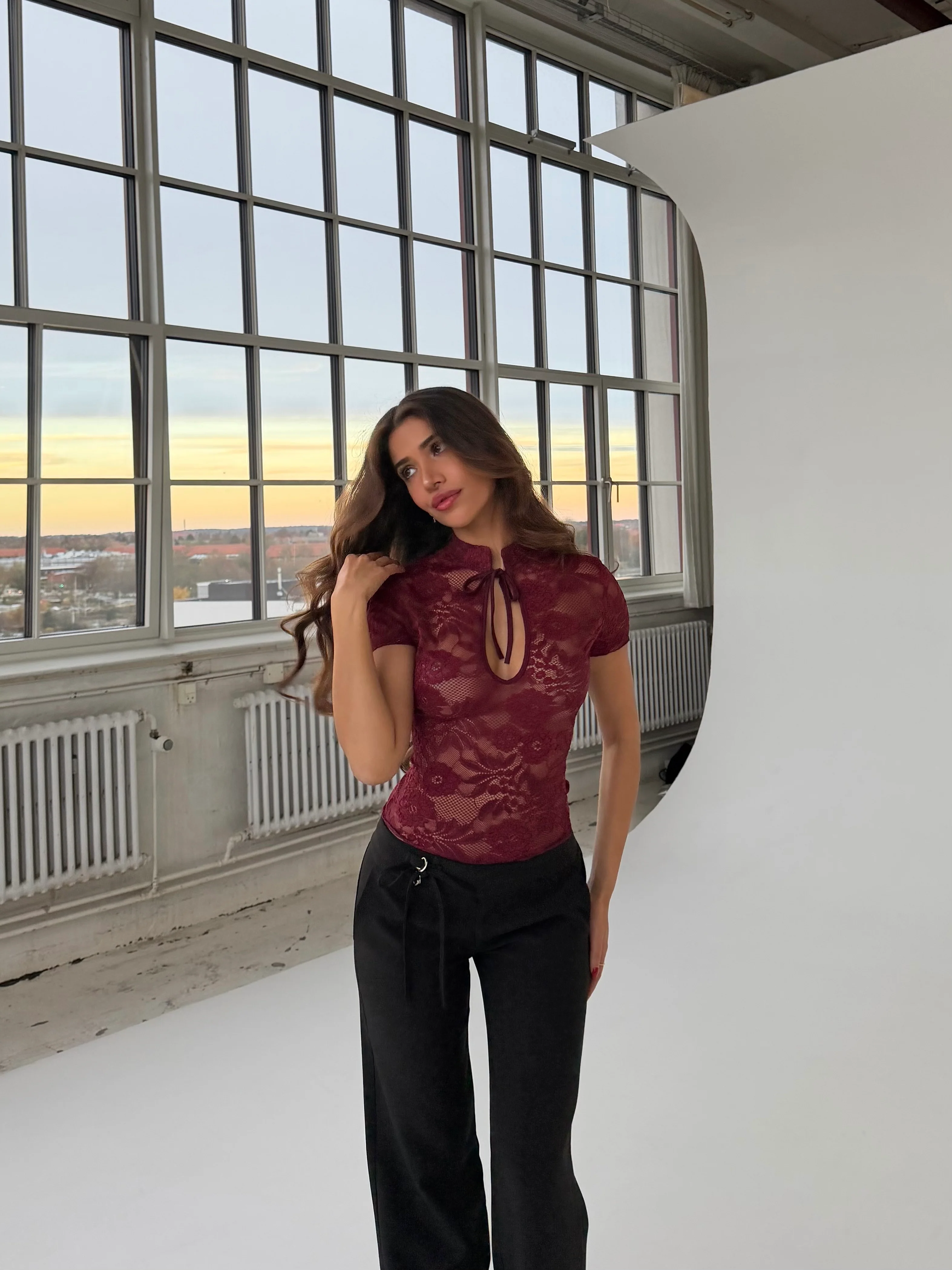 Cleo lace top – bordeaux