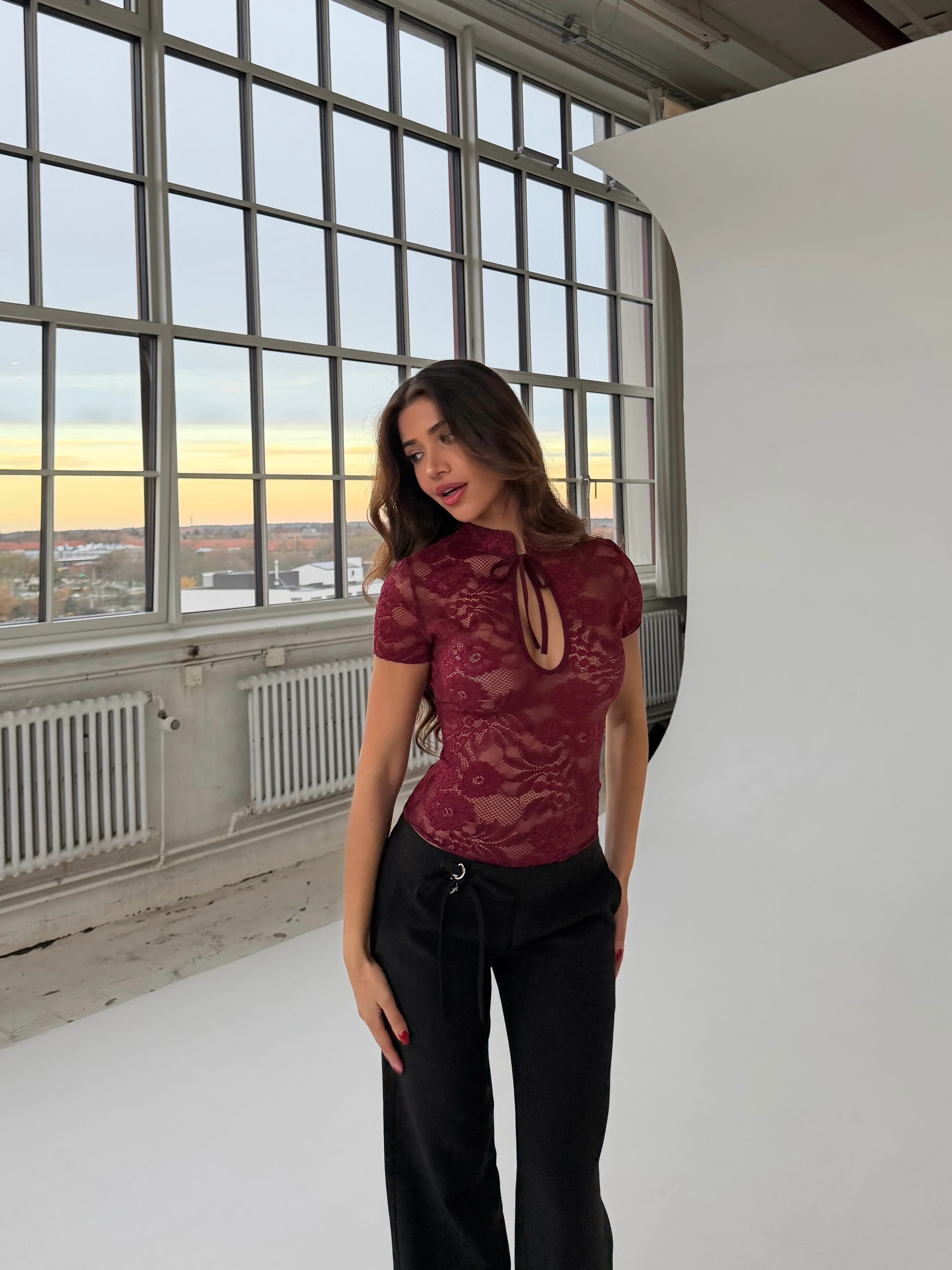 Cleo lace top – bordeaux - Image 2