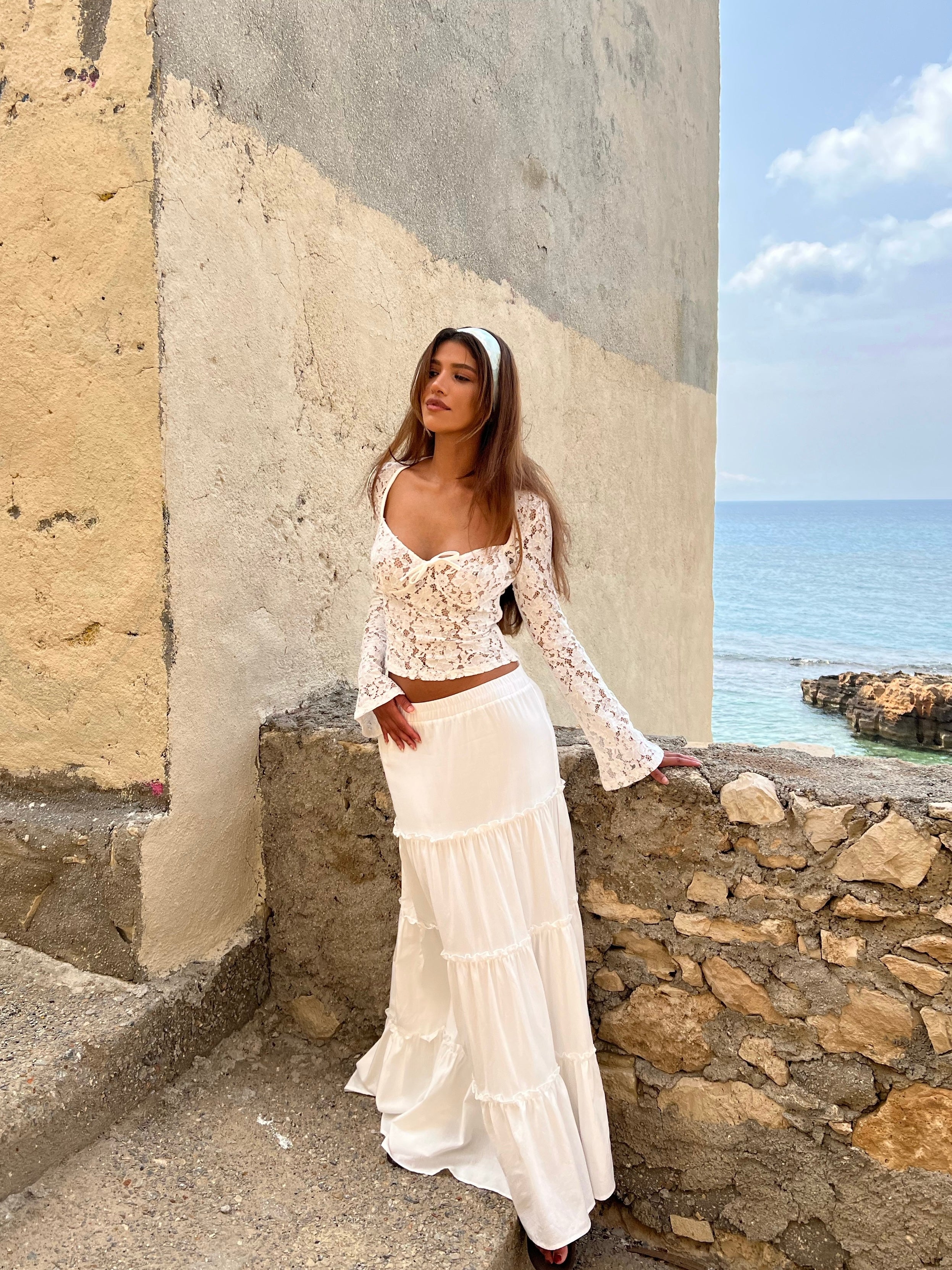 Cotton skirt - white - Image 3