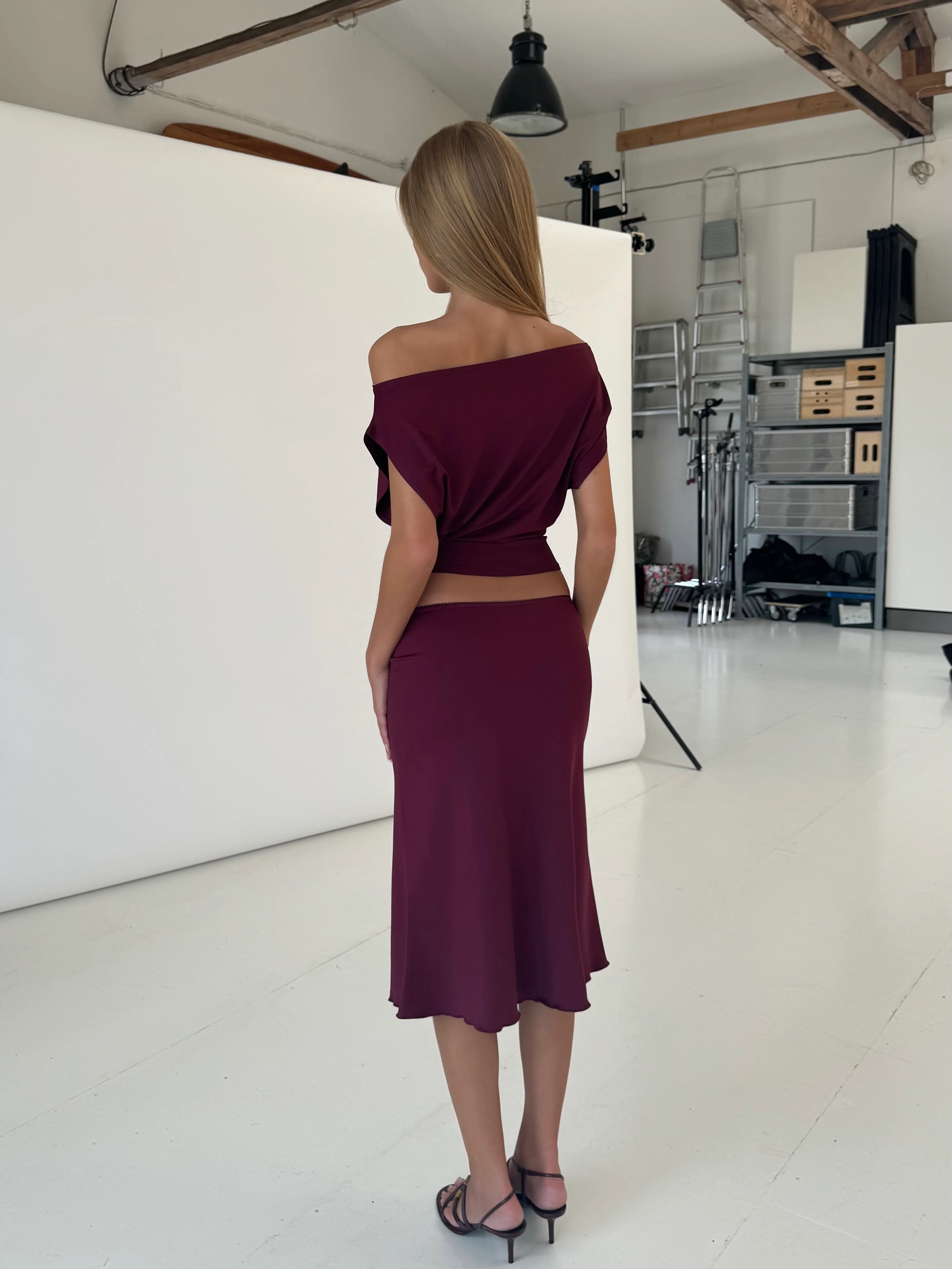 Helia basic skirt - Burgundy - Image 2