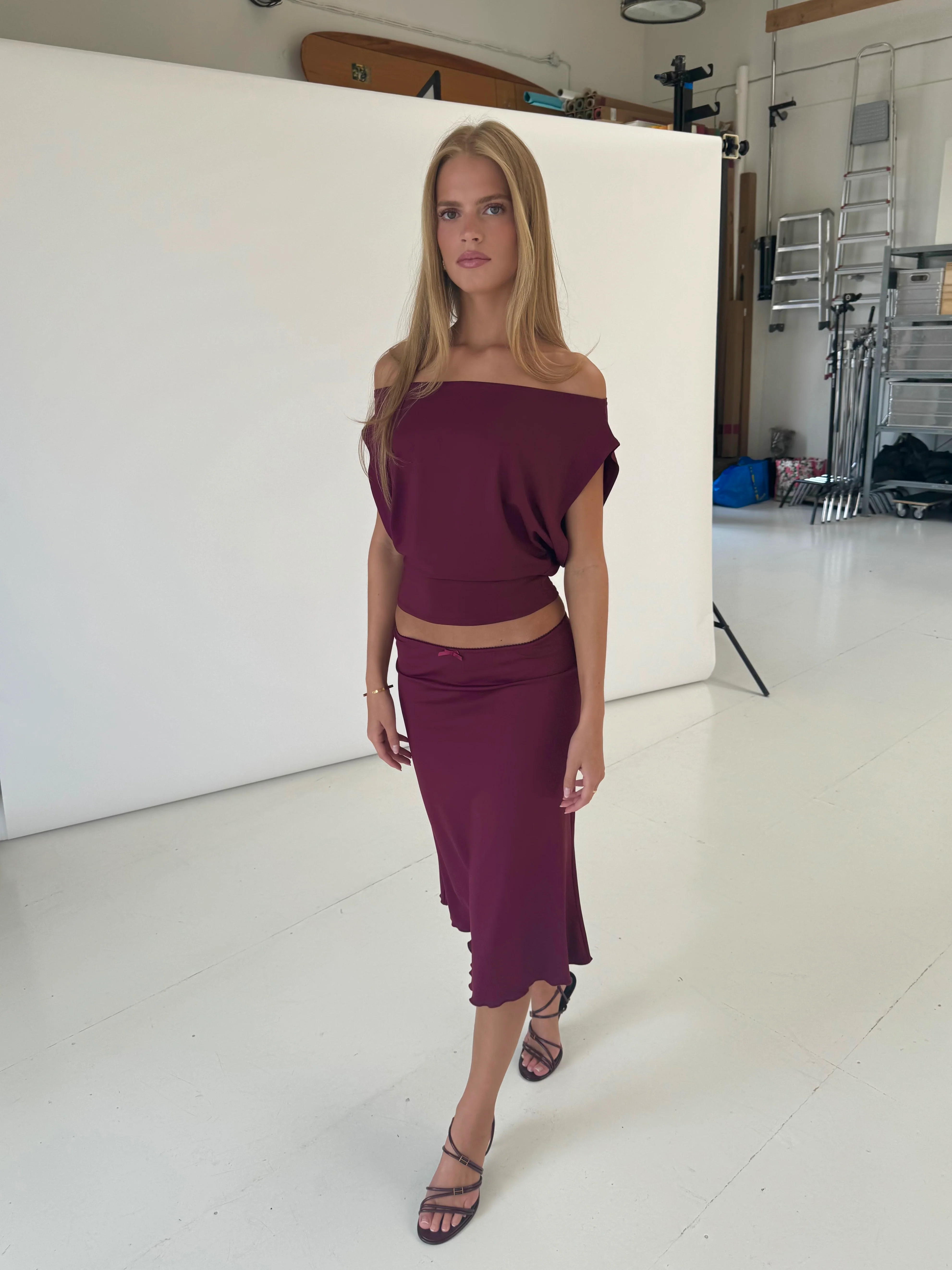 Helia basic skirt - Burgundy - Image 3