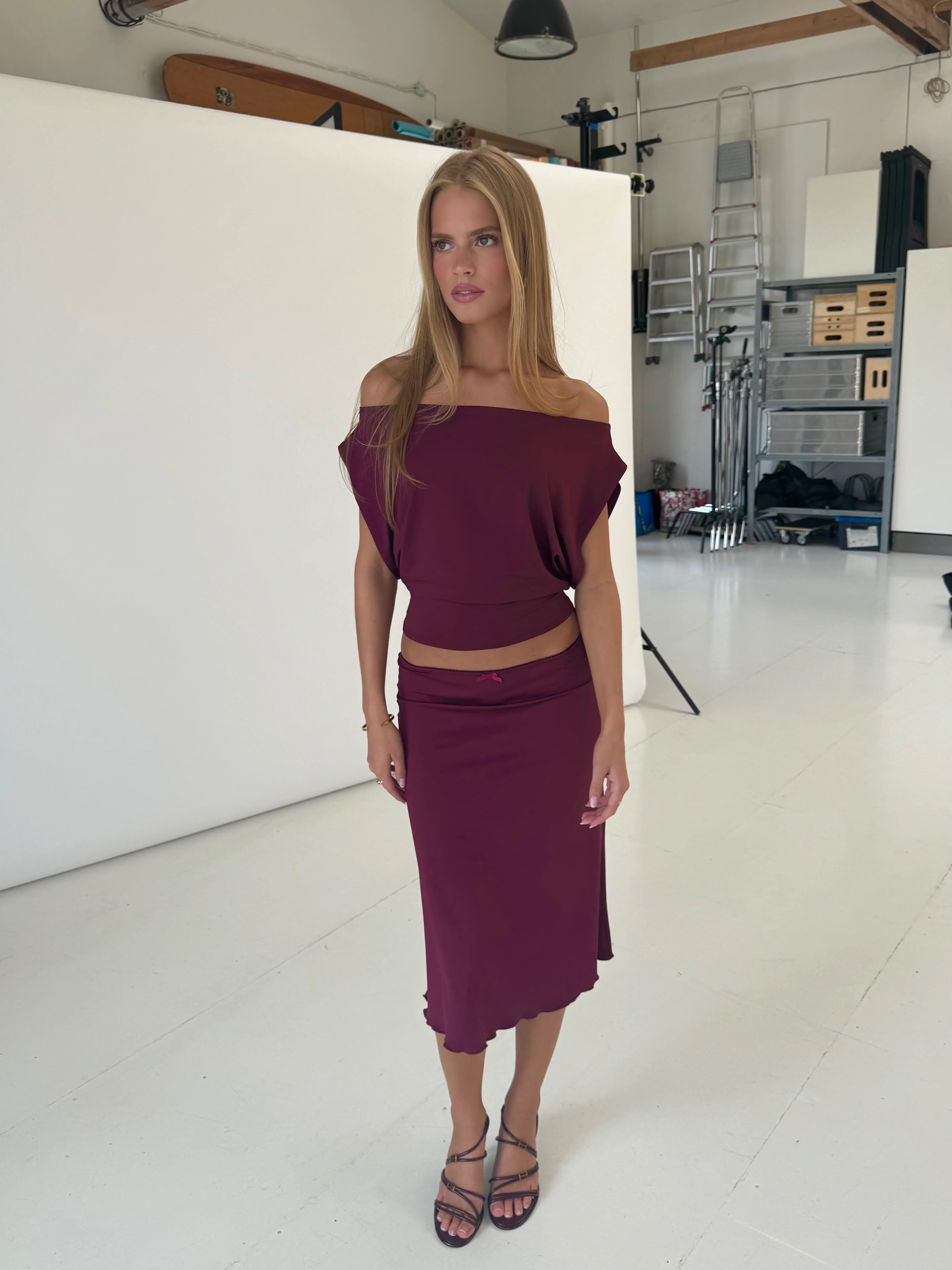 Helia basic skirt - Burgundy - Image 4