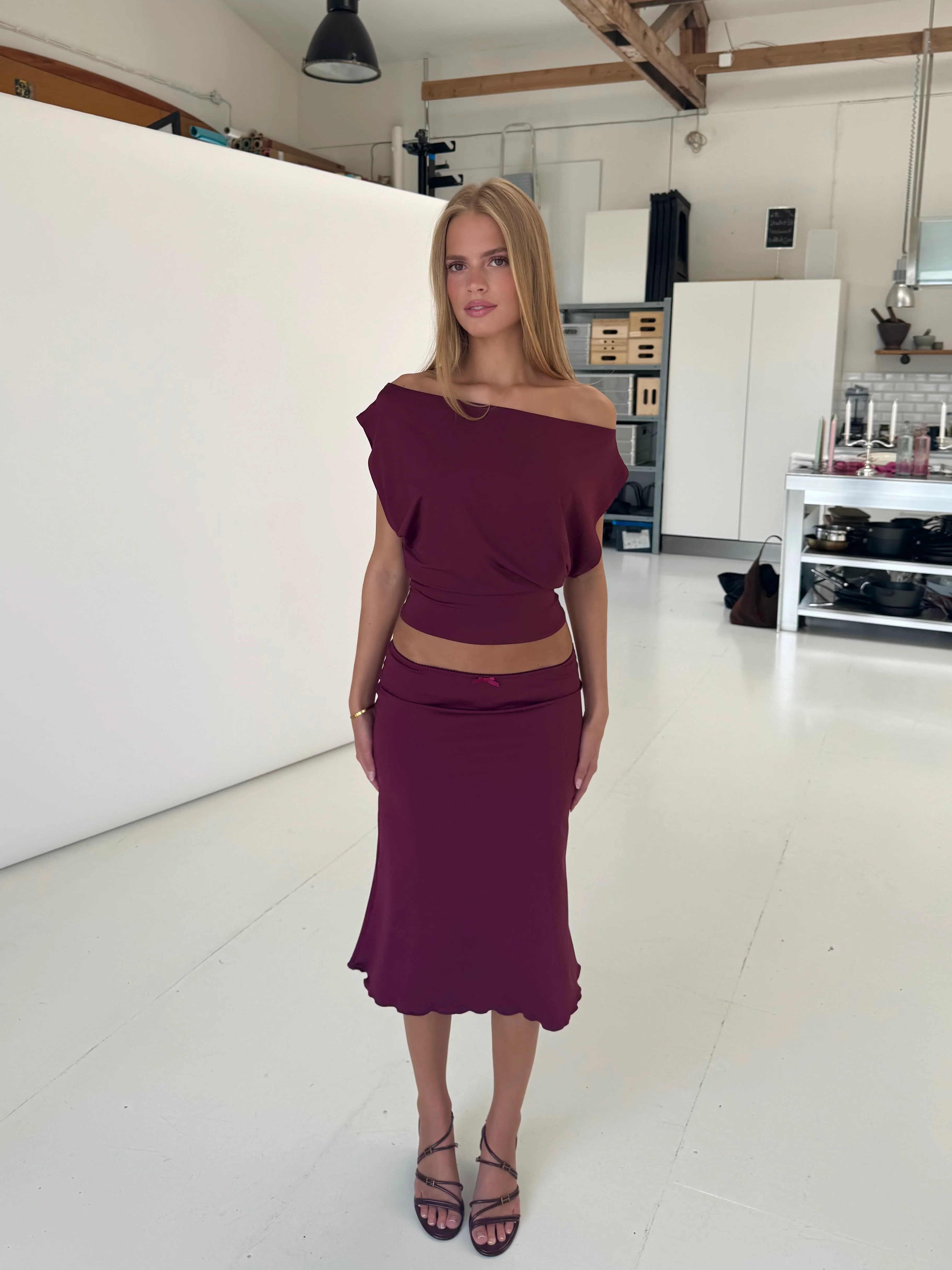 Helia basic skirt - Burgundy - Image 5