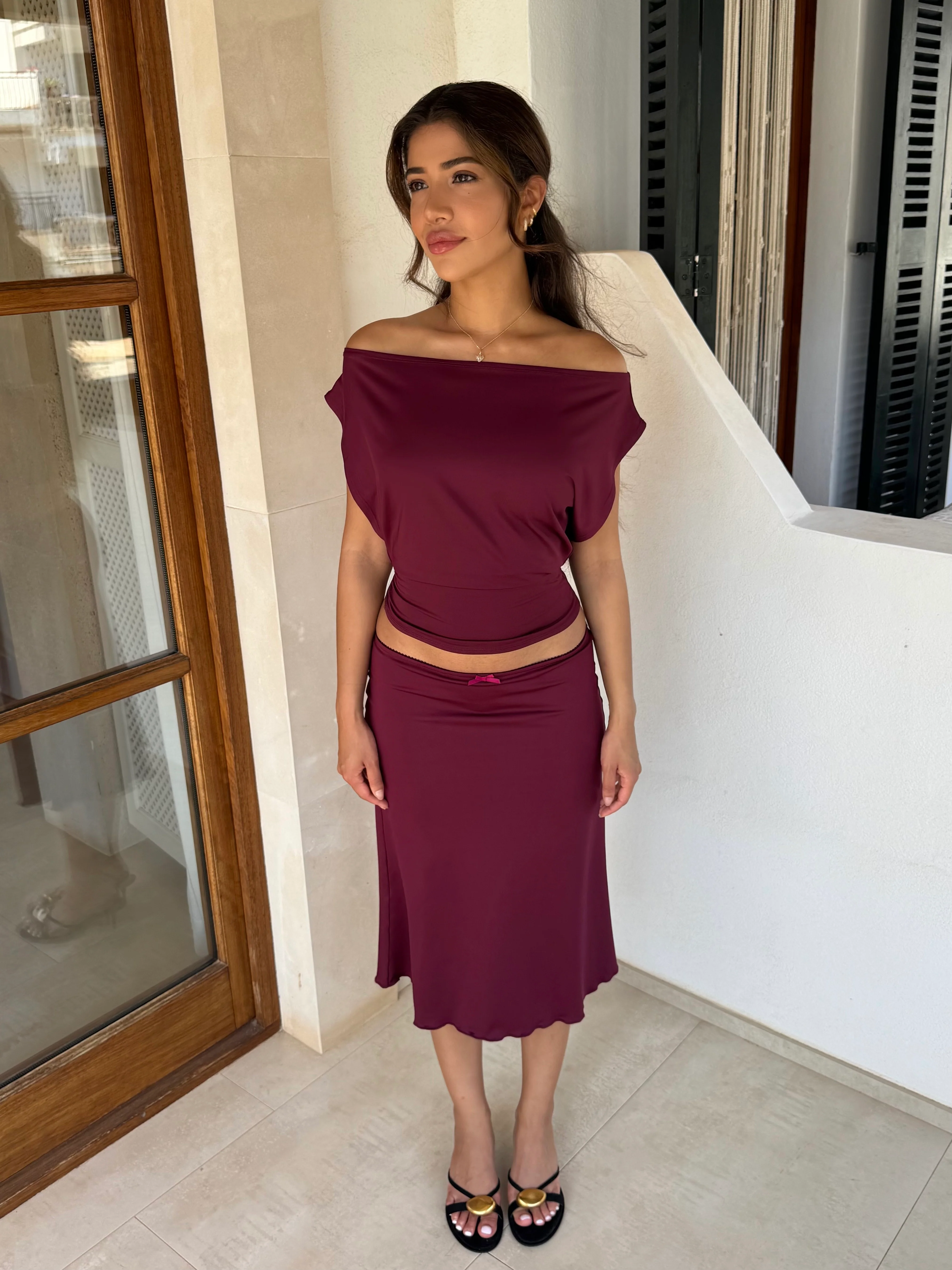 Helia basic skirt - Burgundy - Image 7