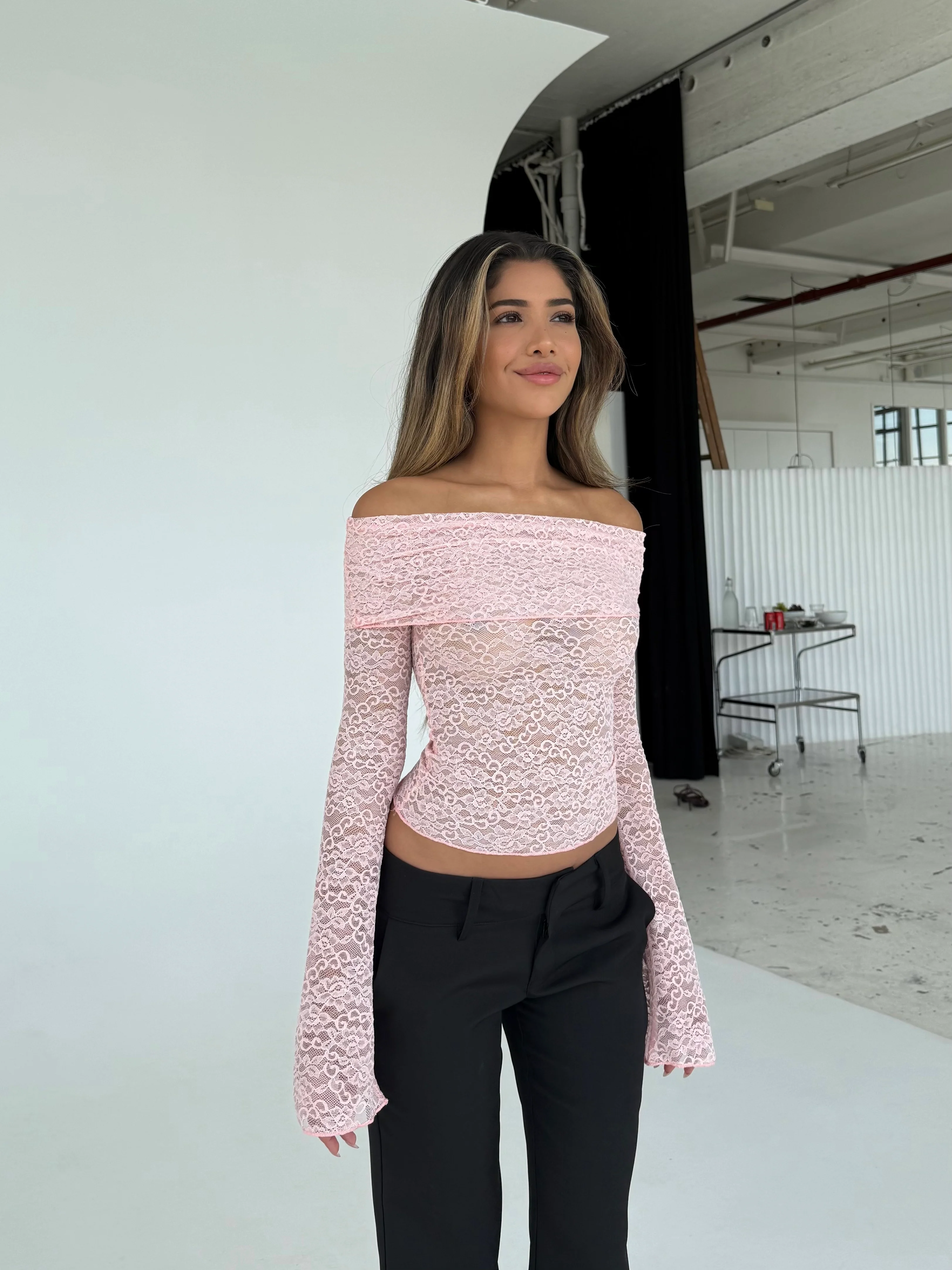 Kaia lace top - lyserød - Image 5