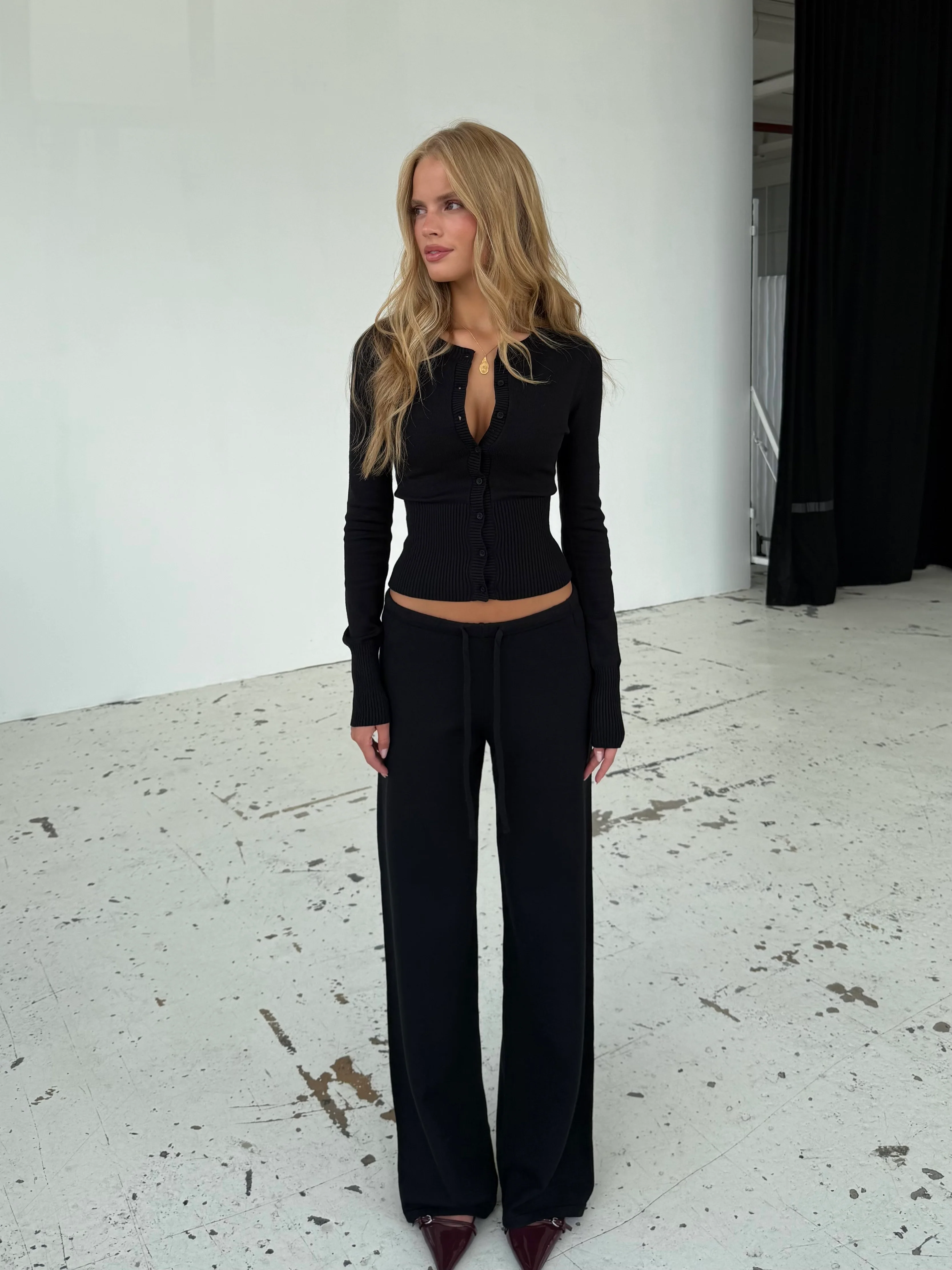 Knit Cardigan - Black - Image 3