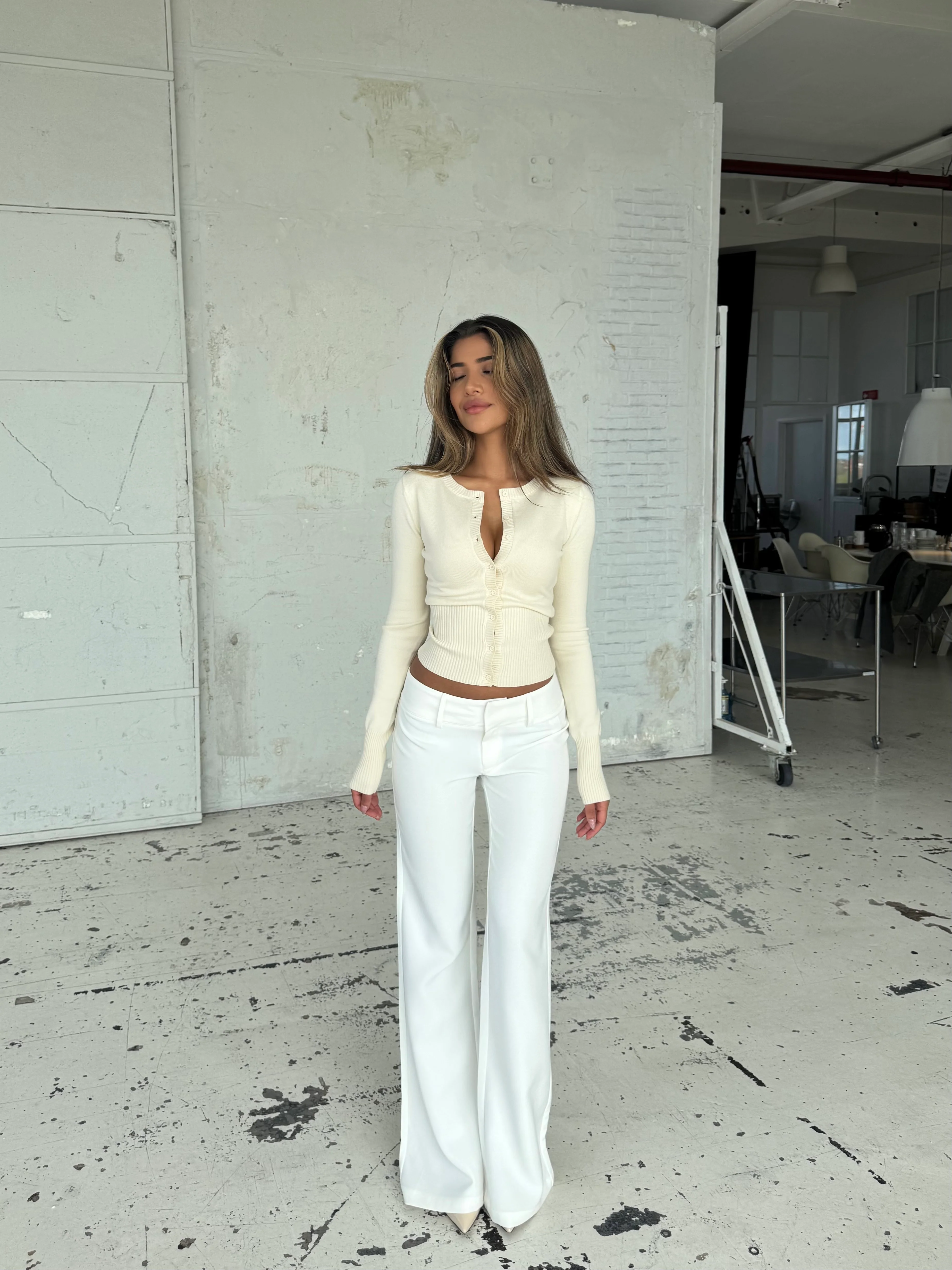 Knit Cardigan - cream  - Image 4