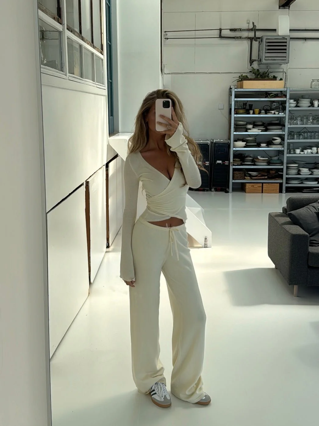 Knit trousers - cream - Image 4