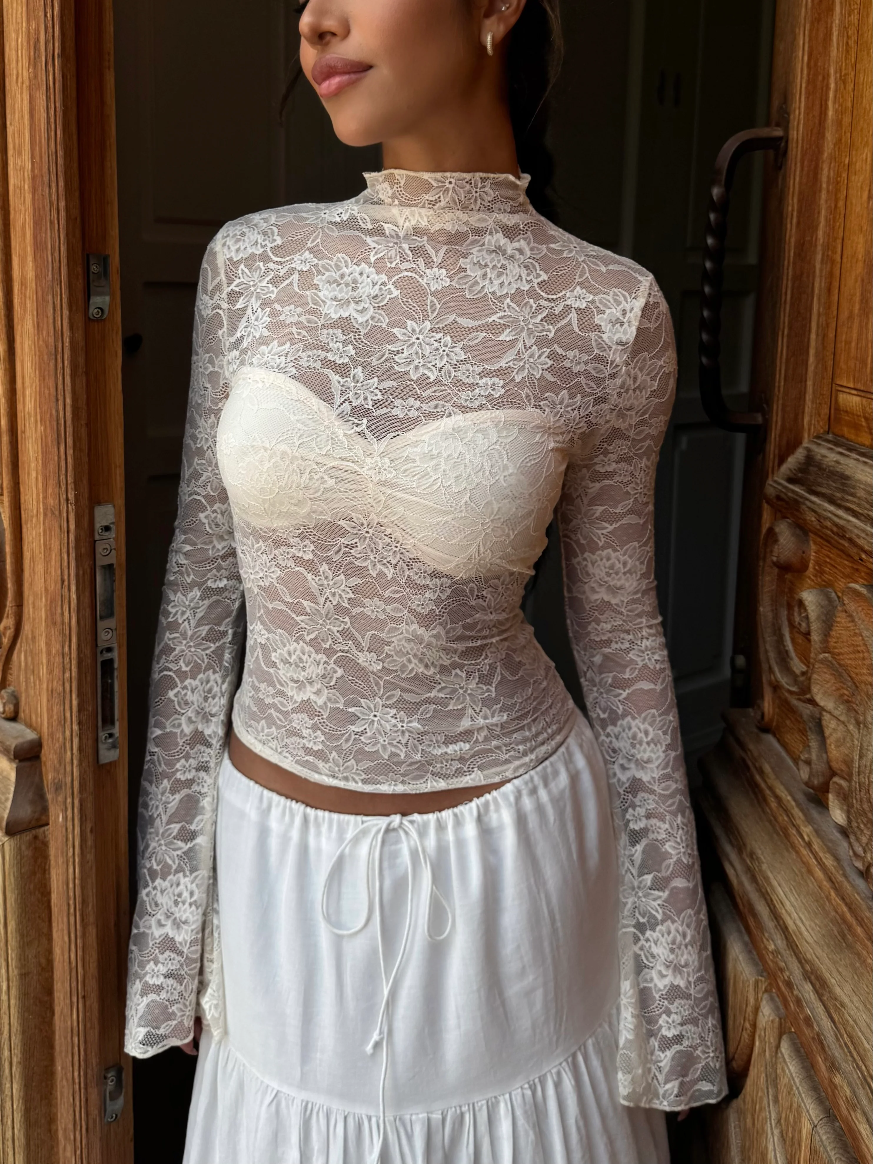 Lenia lace top - cream - Image 3