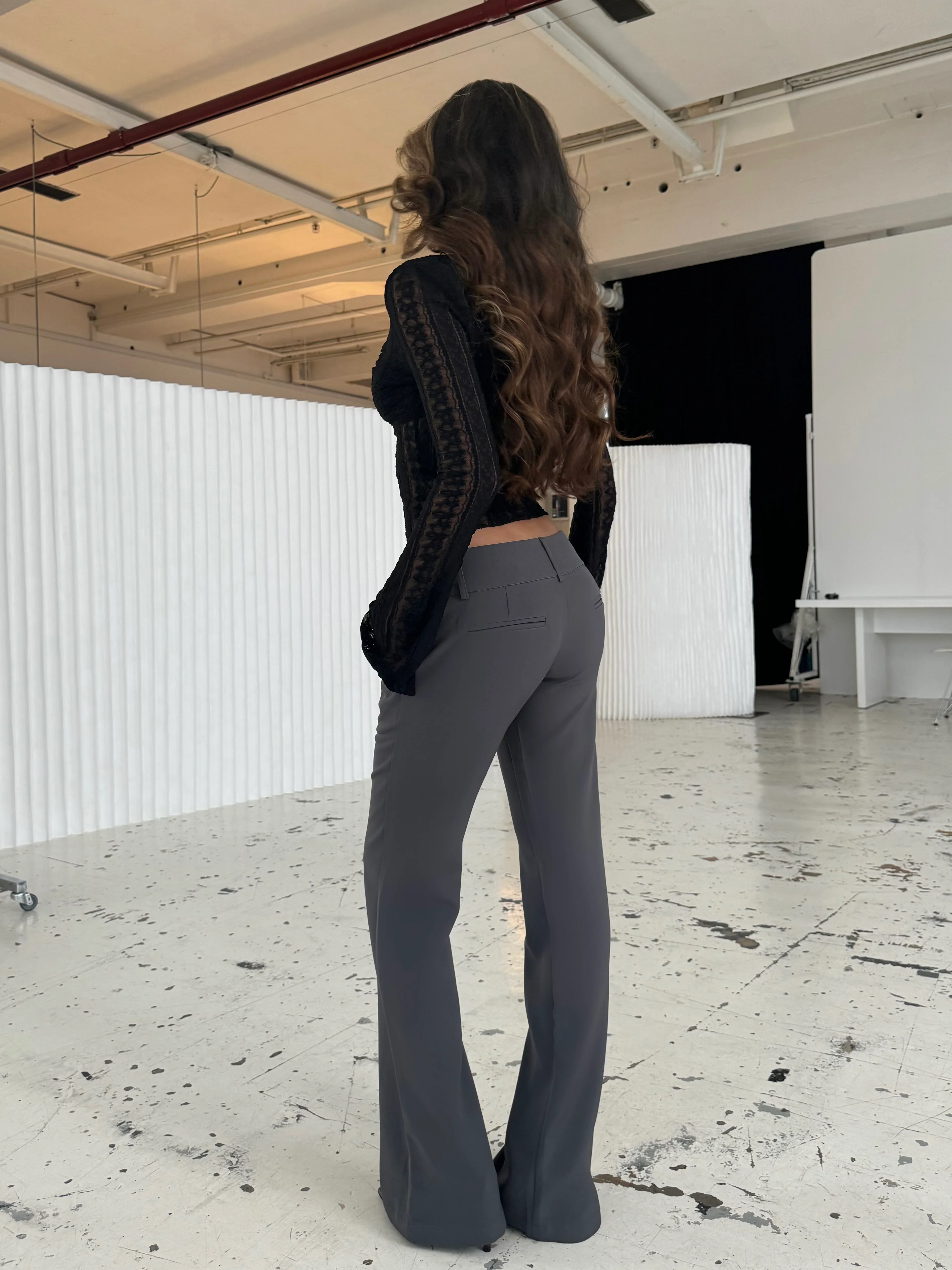 Livia Low Waist Pants - Dark Gray - Image 2