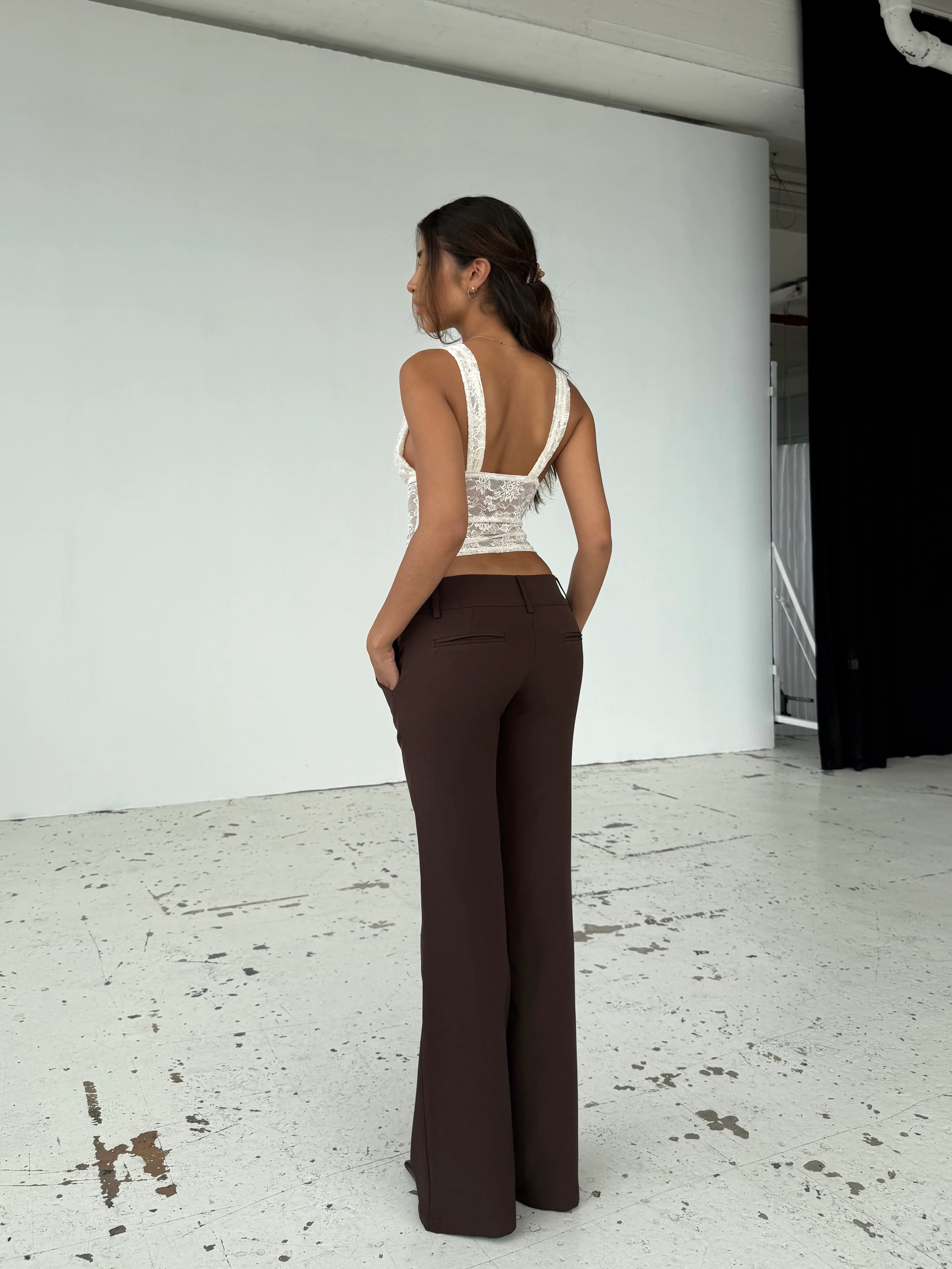 Livia Low Waist Pants - Dark Brown - Image 3
