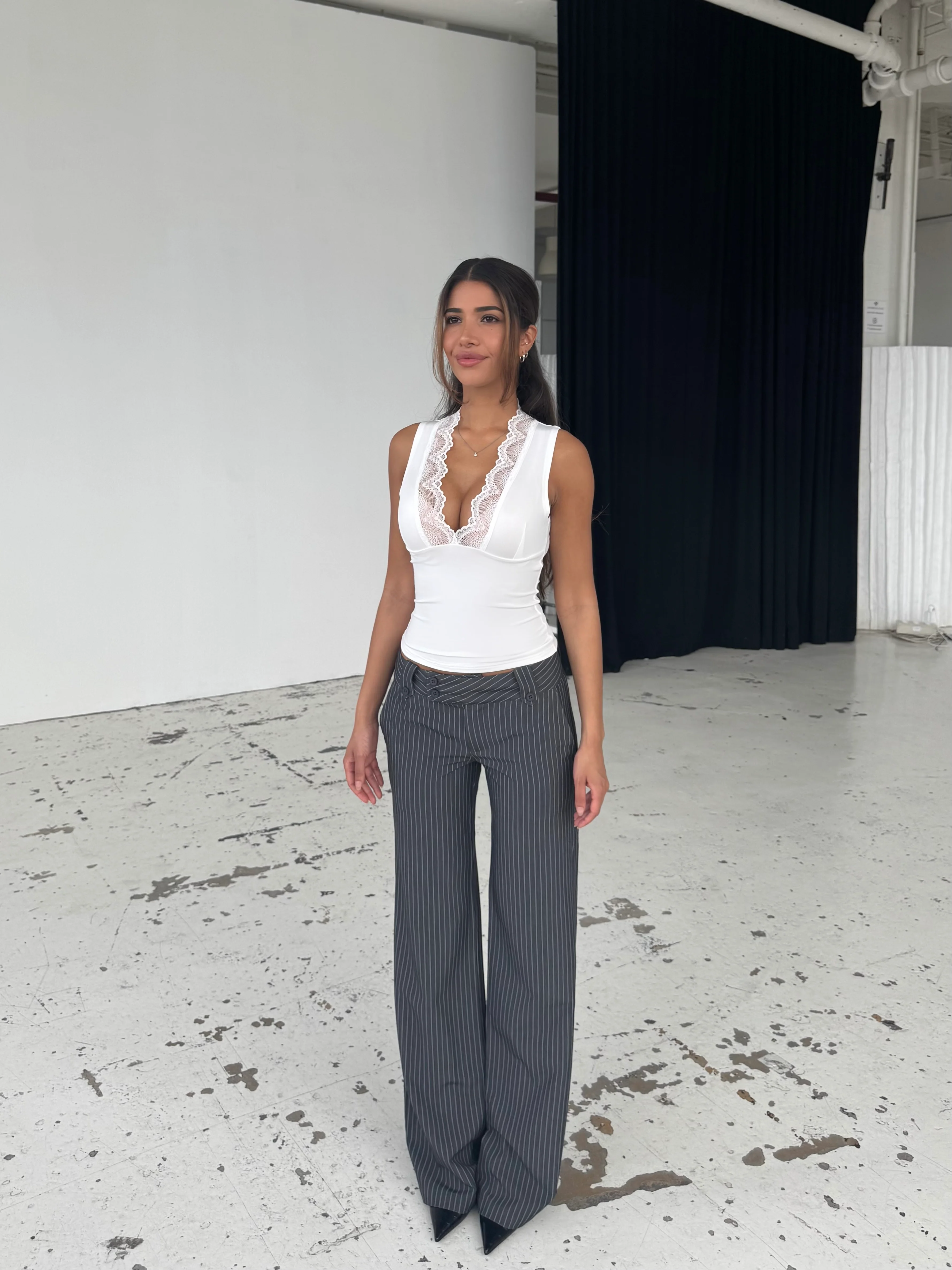 Lucia basic lace top - white - Image 3