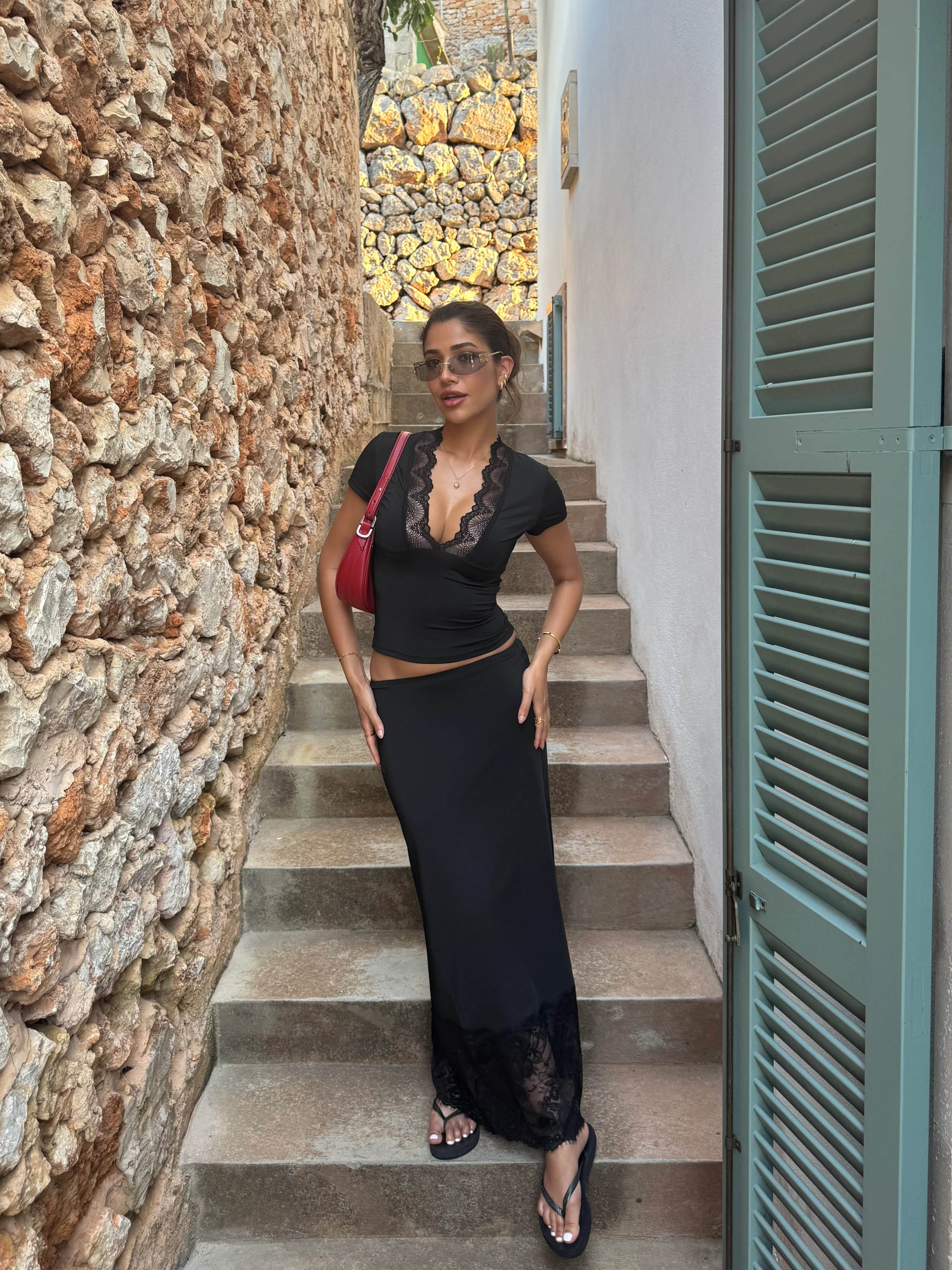 Maxi lace skirt - Black - Image 5