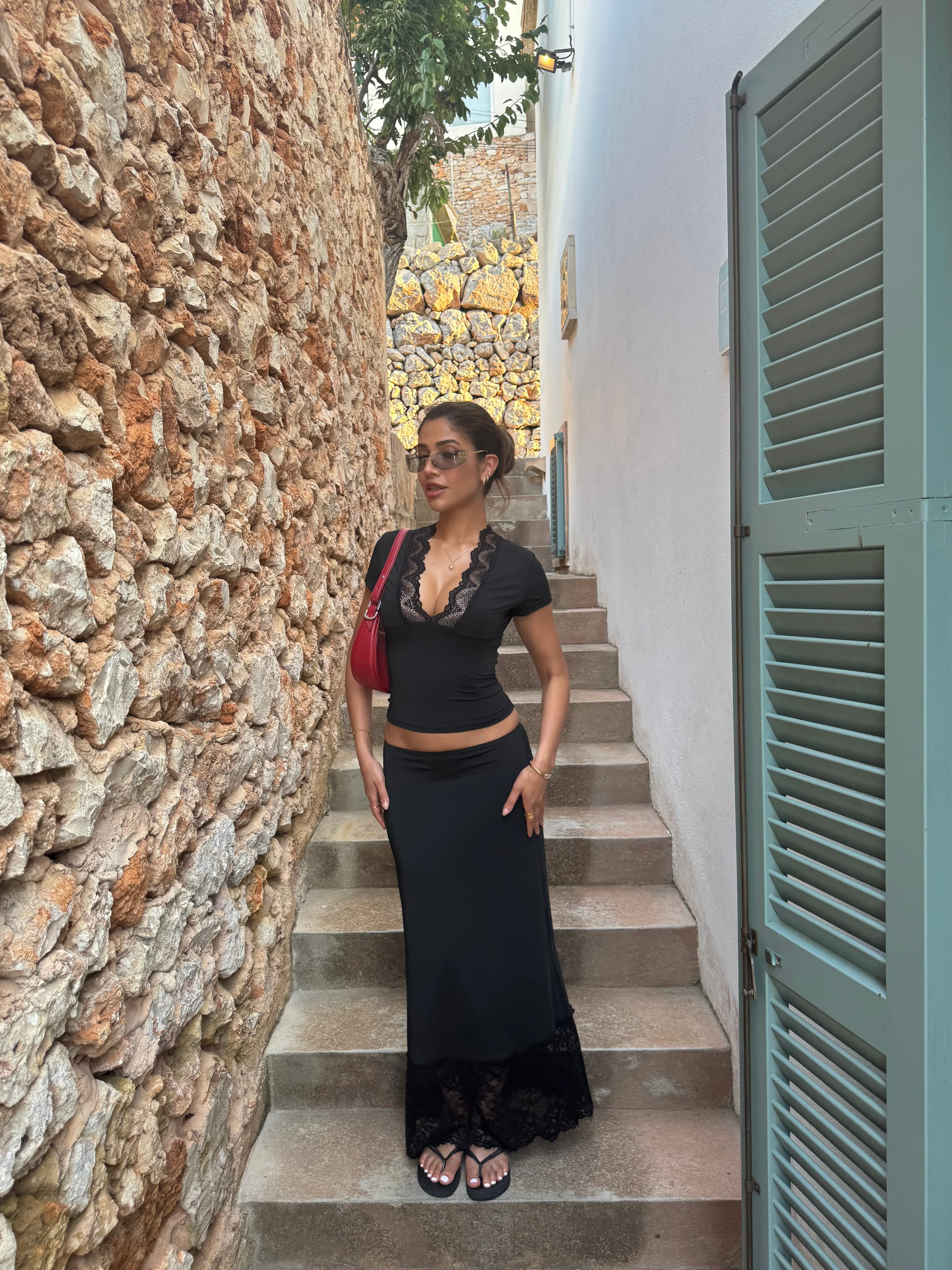 Maxi lace skirt - Black - Image 6