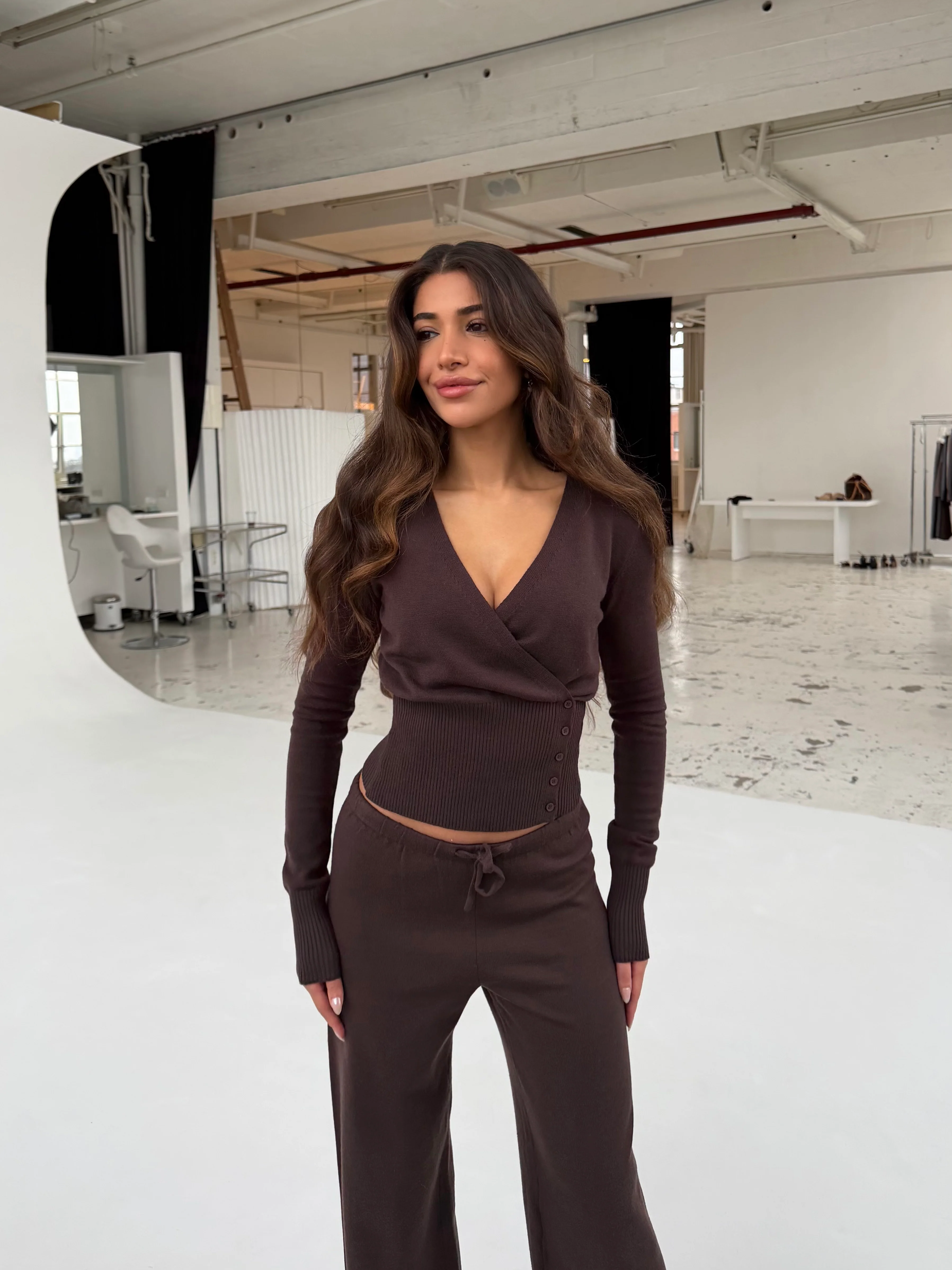 Knit Cardigan - dark brown  - Image 3