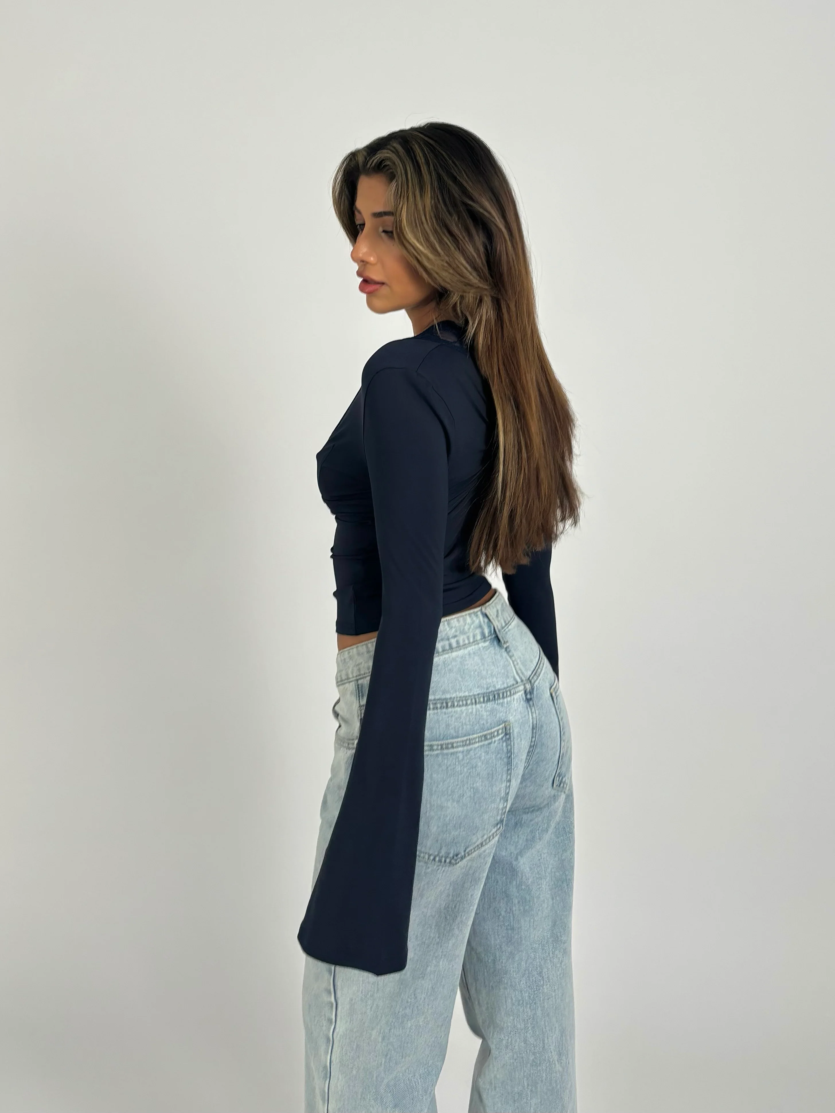 Pretty basic lace top - dark blue - Image 4
