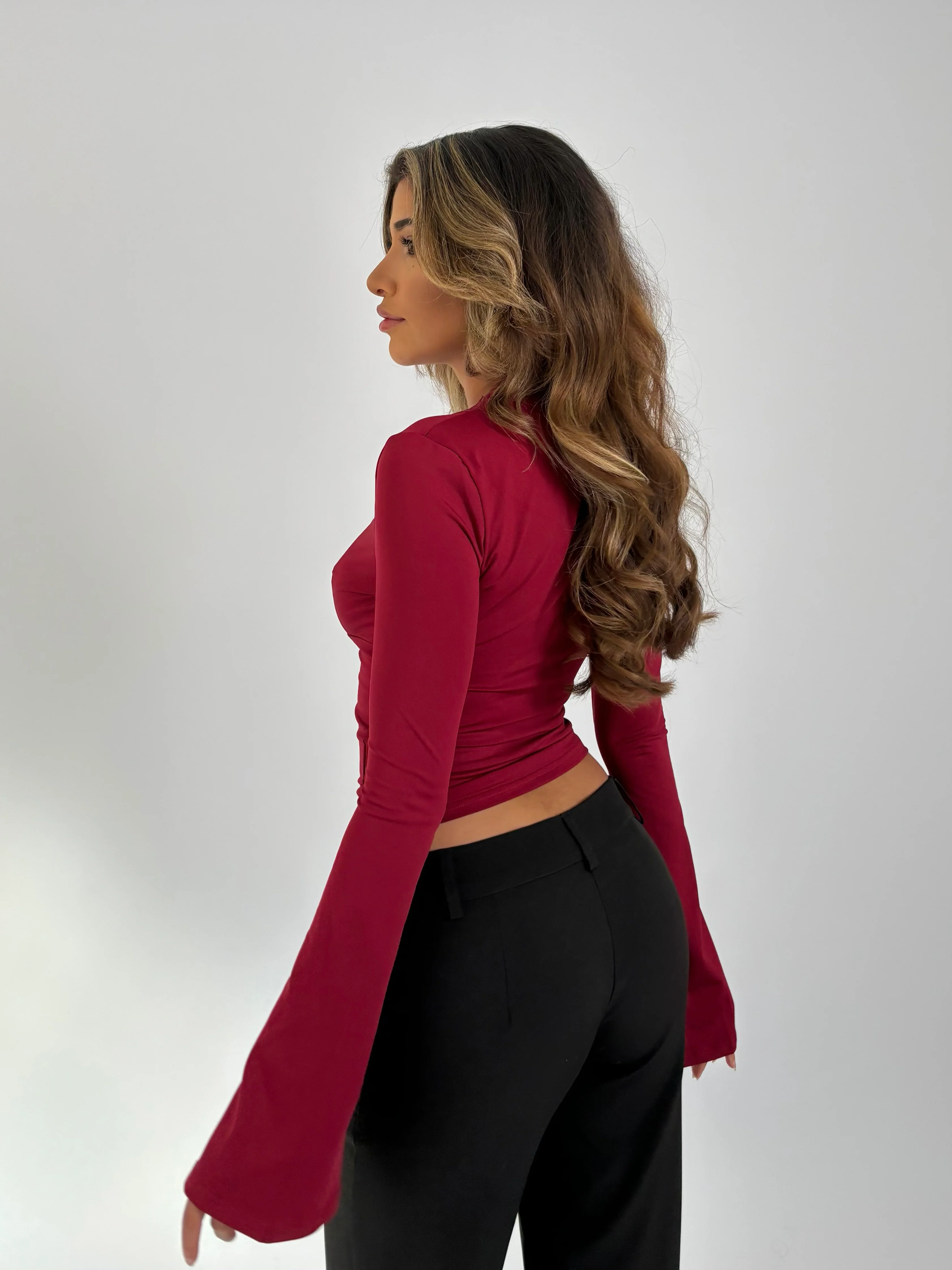 Pretty basic lace top - dark red - Image 4