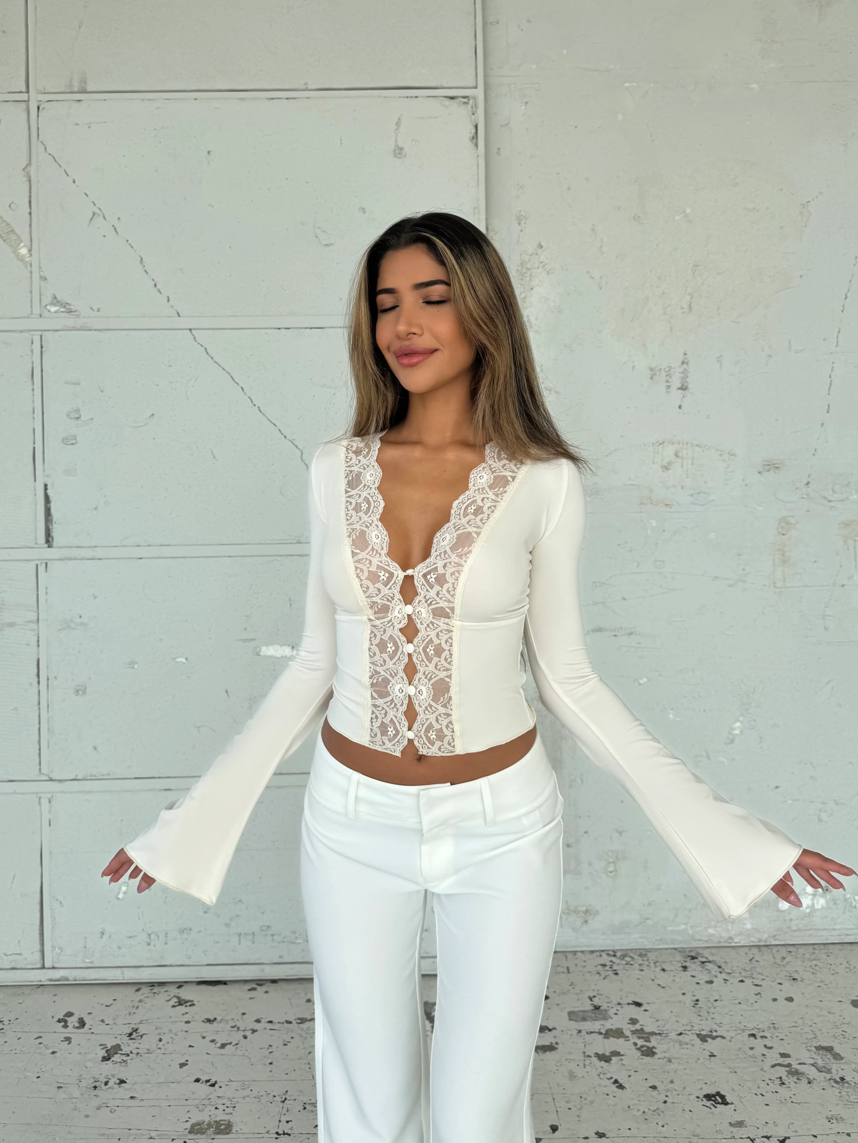 Pretty Luna basic top - cream - Image 3