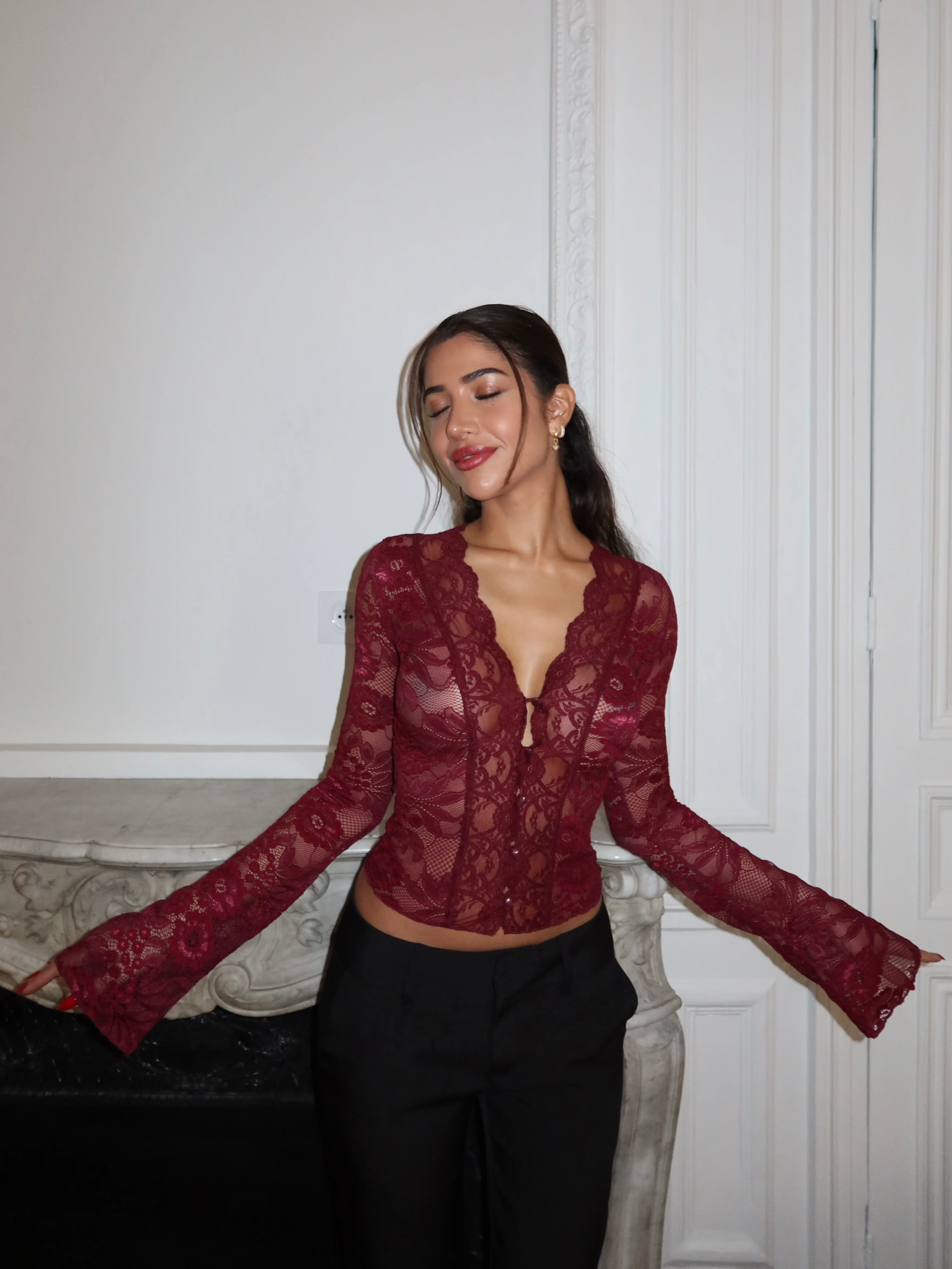 Pretty Luna lace top - Bordeaux  - Image 2