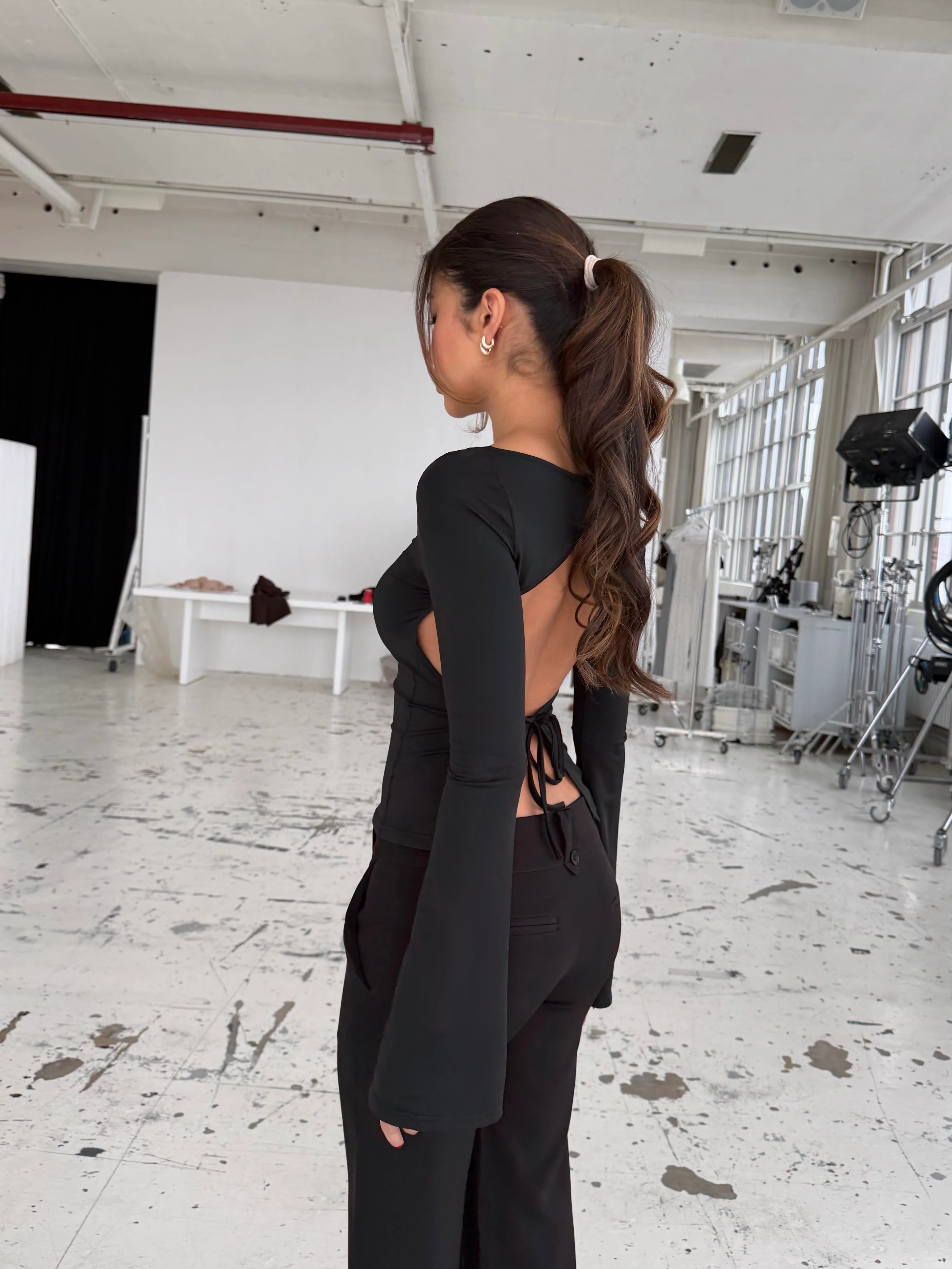 Rhea long sleeve top - black - Image 3
