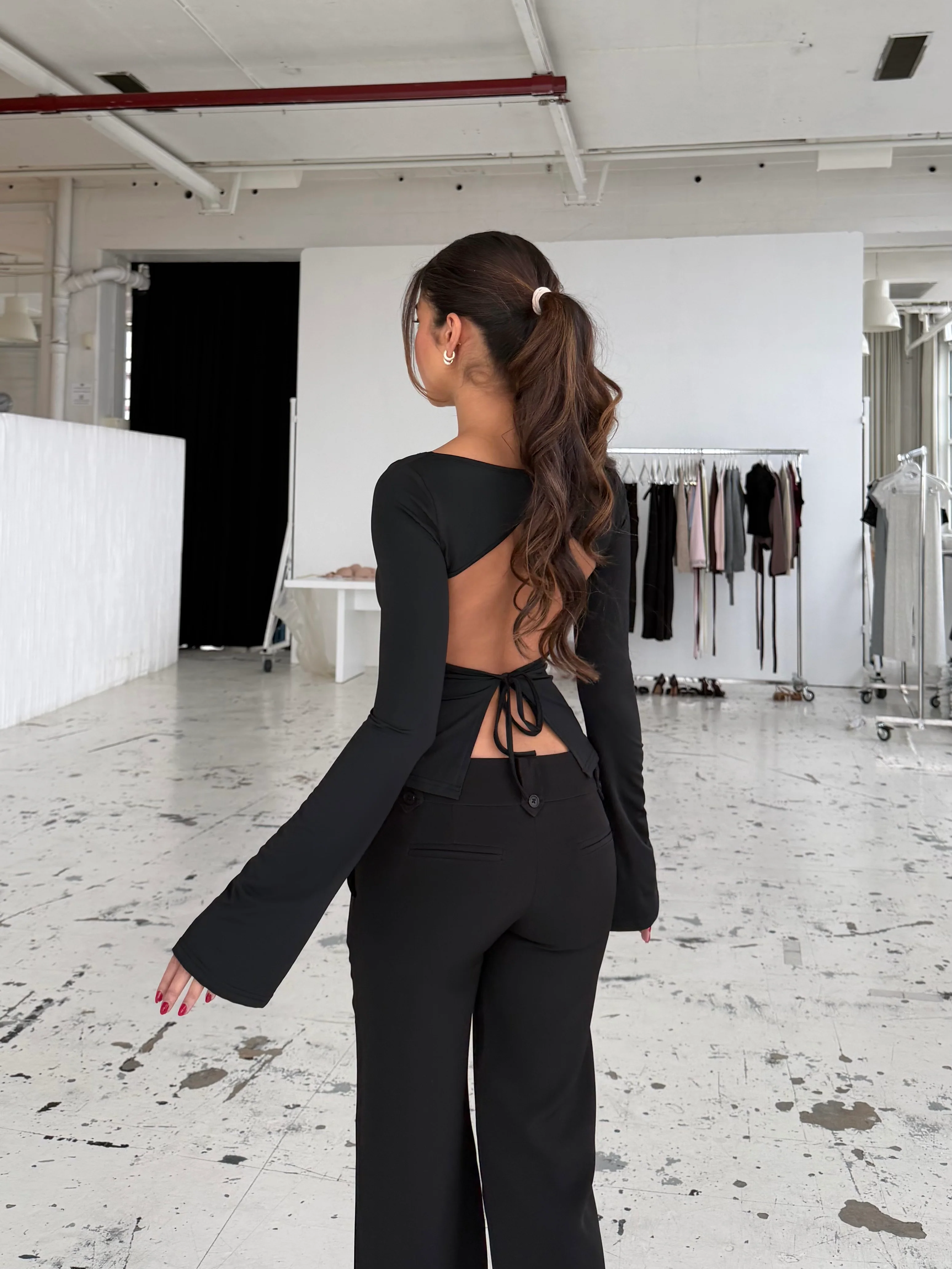 Rhea long sleeve top - black - Image 4