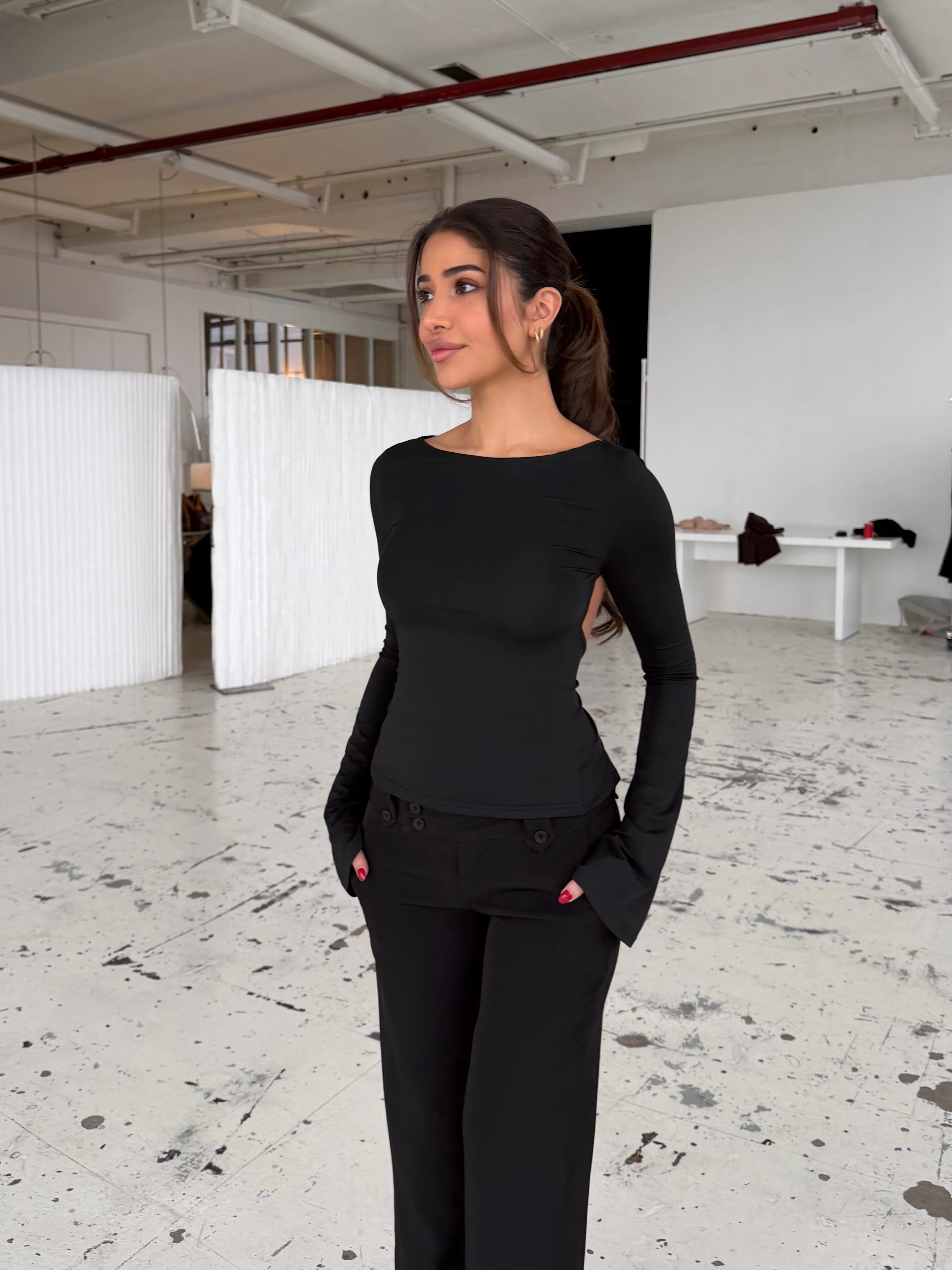 Rhea long sleeve top - black - Image 5