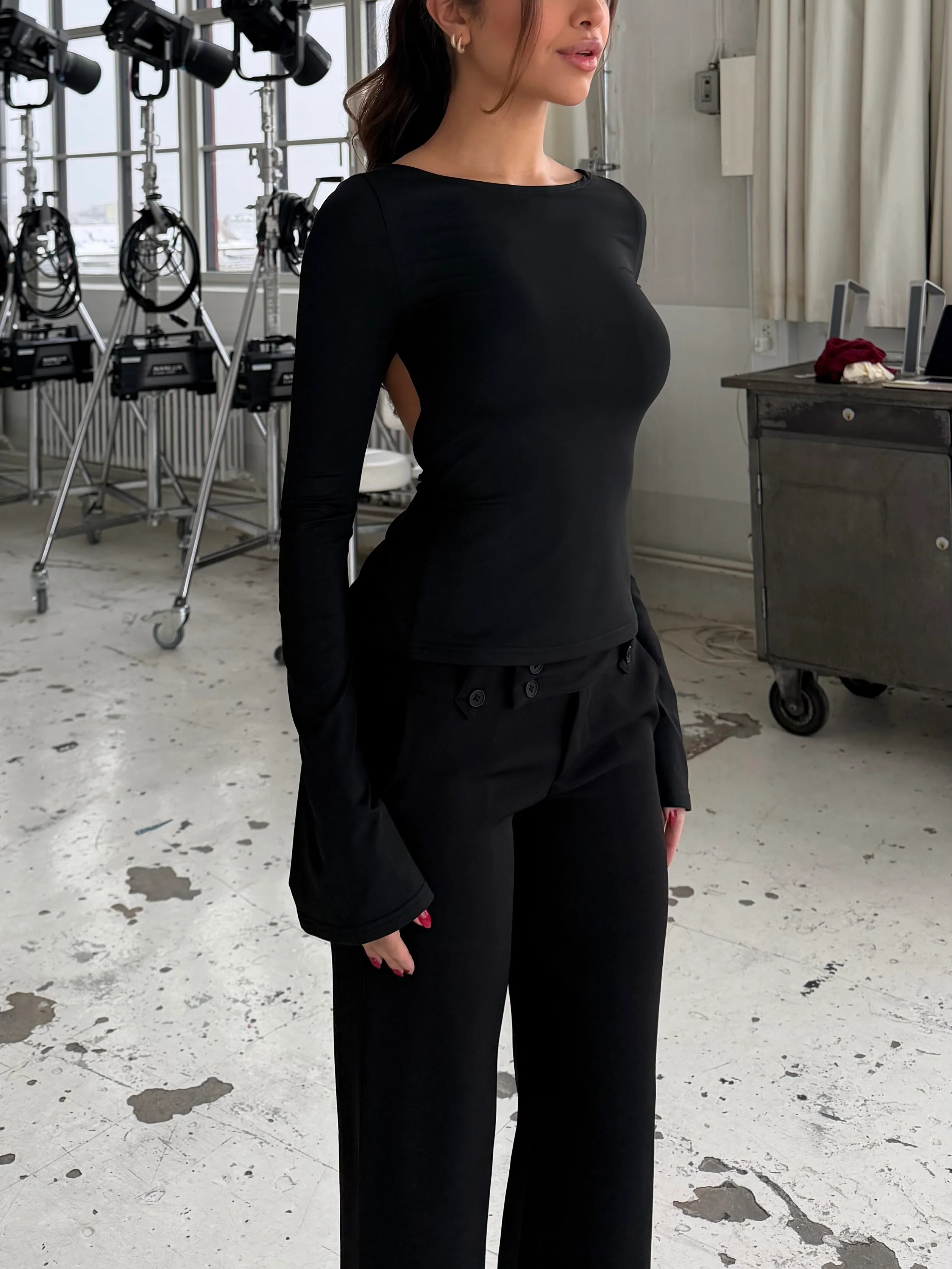 Rhea long sleeve top - black - Image 6