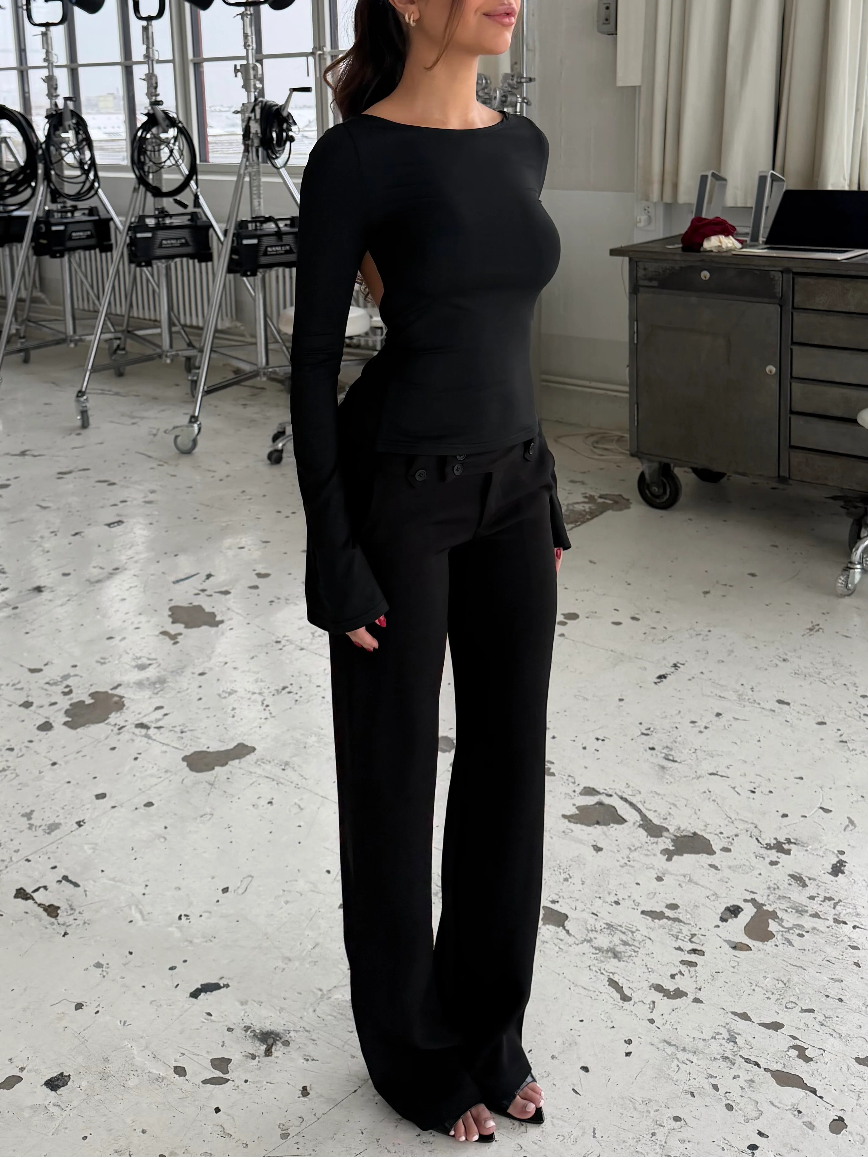 Rhea long sleeve top - black - Image 7