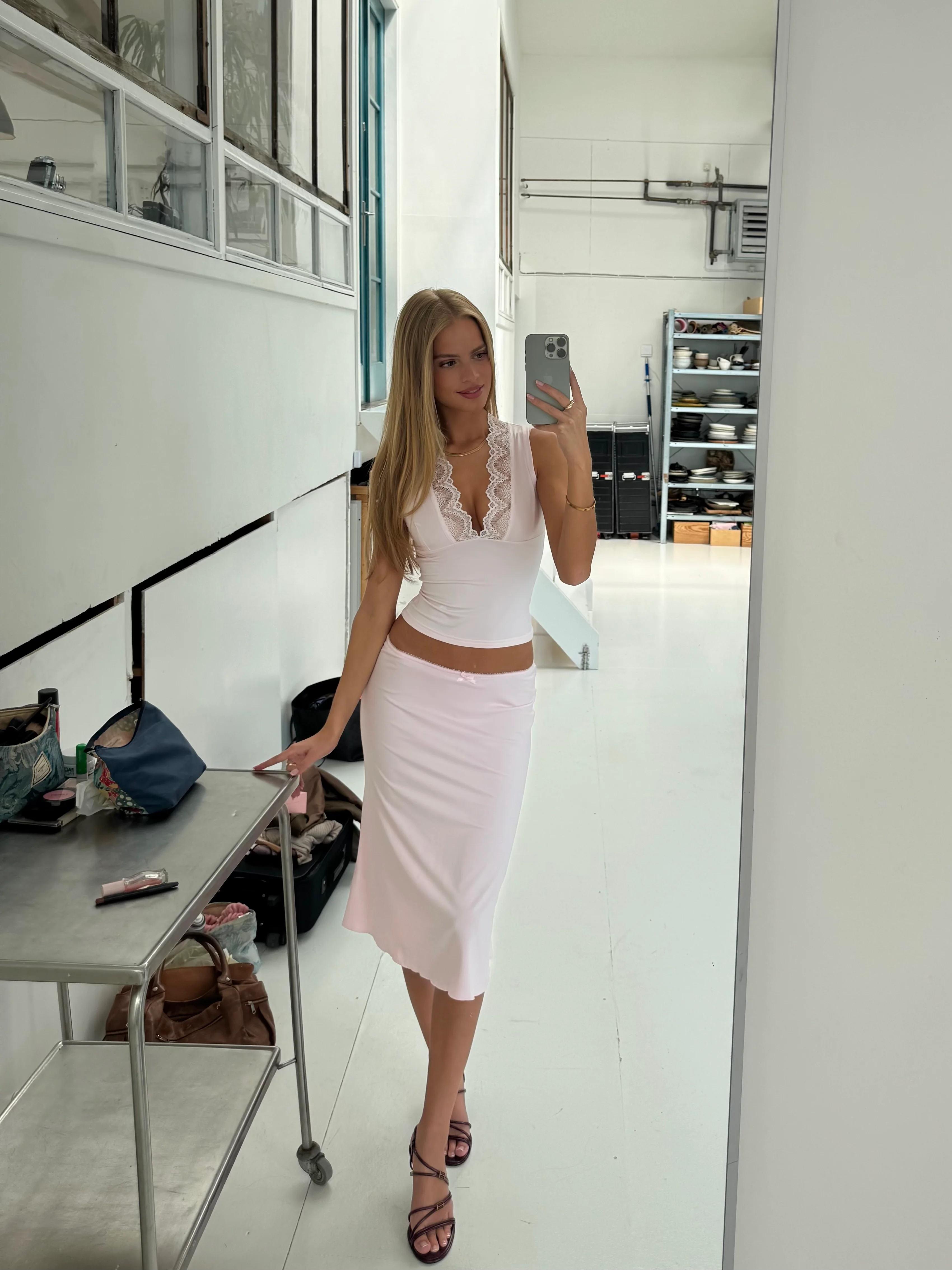 Lucia basic lace top - pink - Image 12