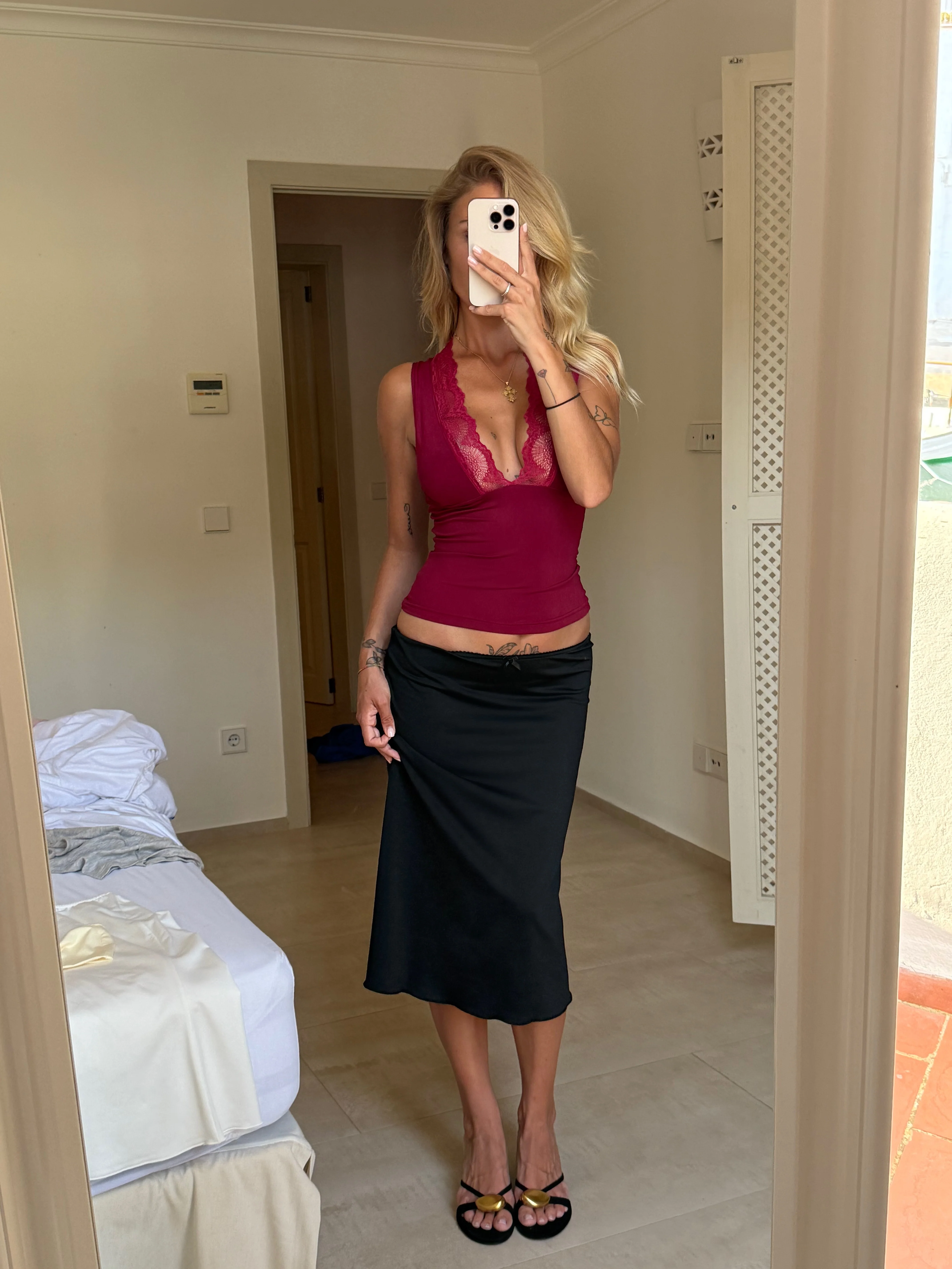 Lucia basic lace top - dark red - Image 5