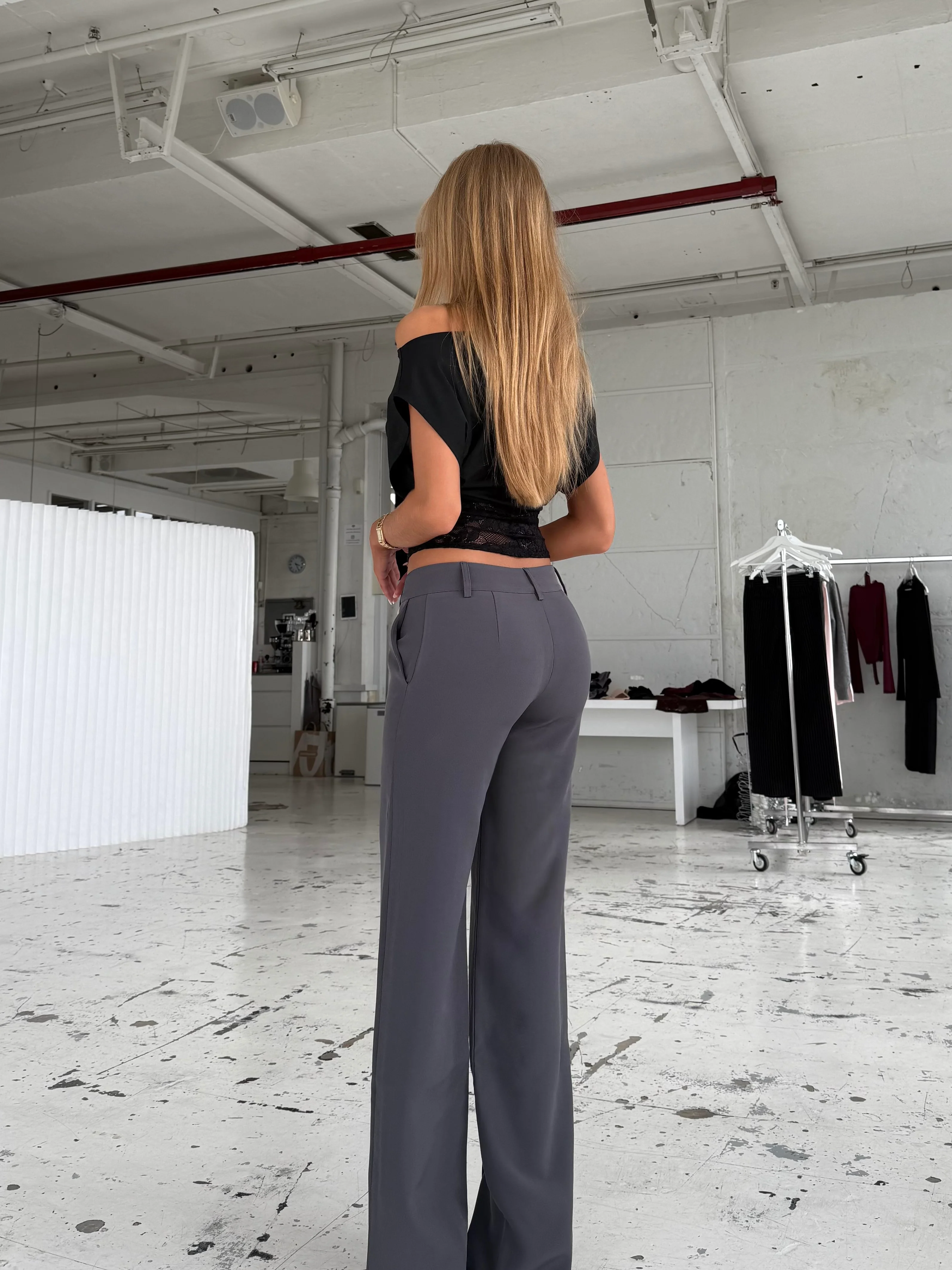 TALL Vera Wide low waist trousers - dark grey - Image 4