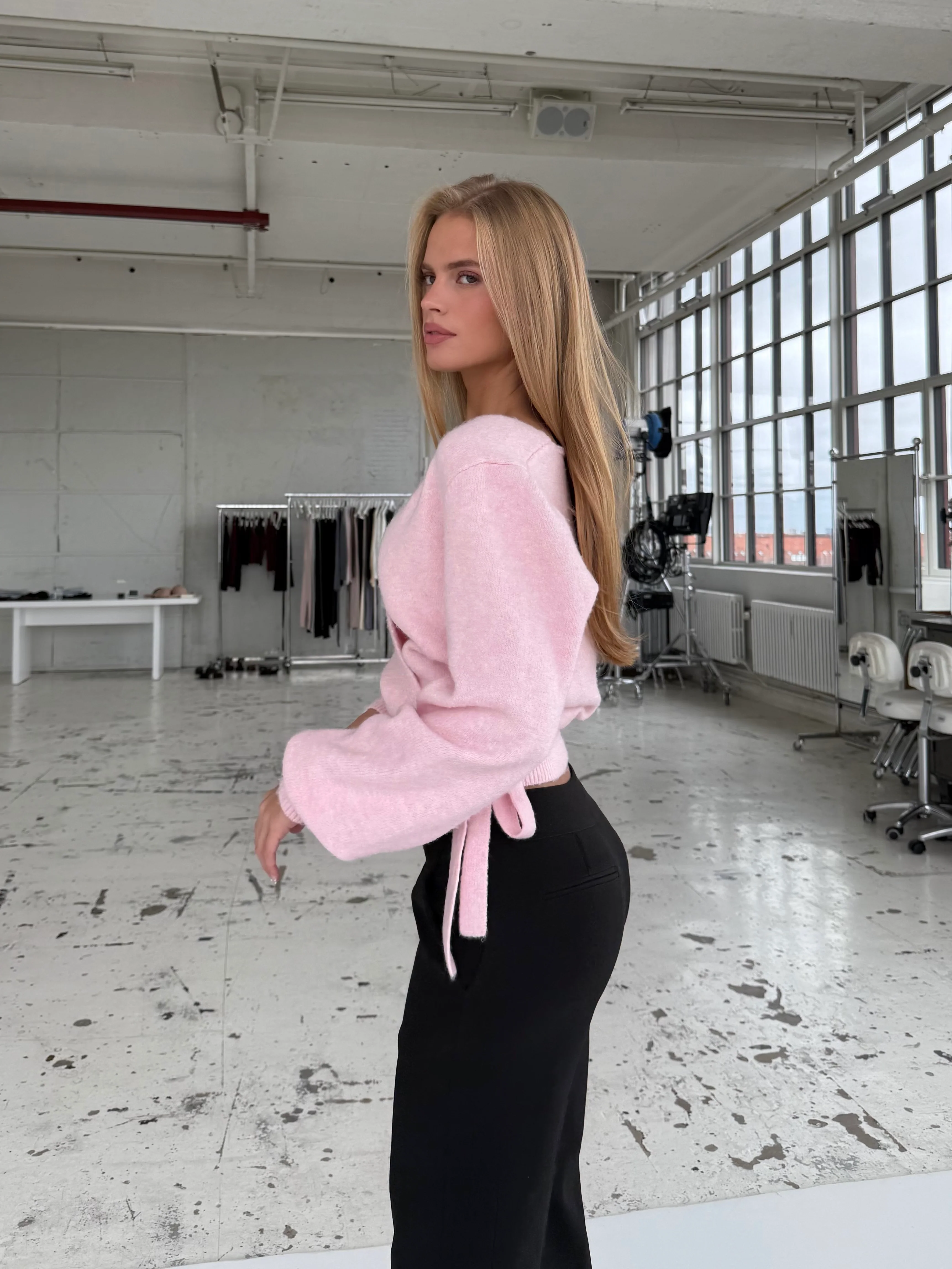 Wool blend wrap cardigan - Pink - Image 2